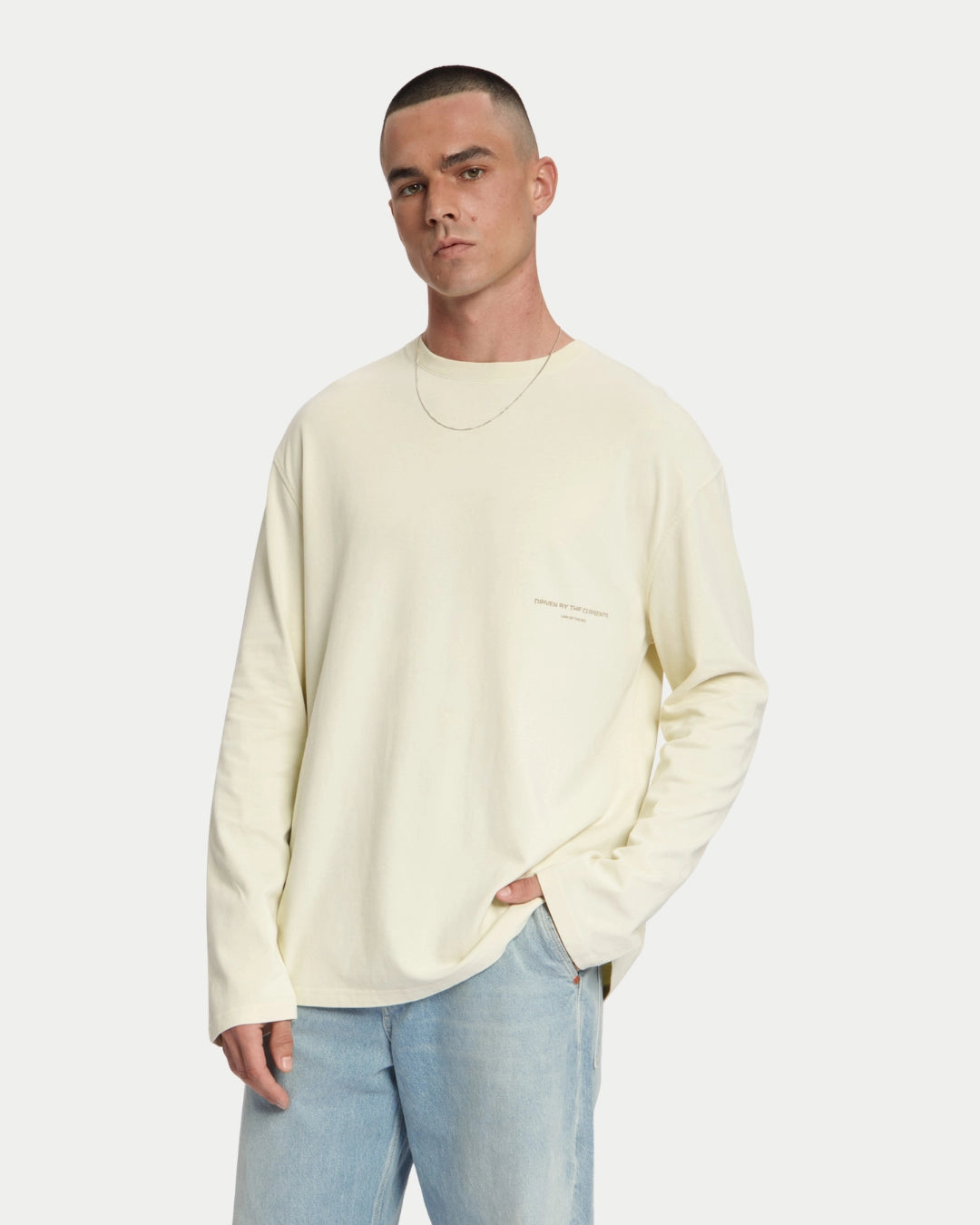 Law Of The Sea Thaumas Long Sleeve Almond Milk, Loose fit creme t-shirt van 100% katoen | Stuen Store Tilburg
