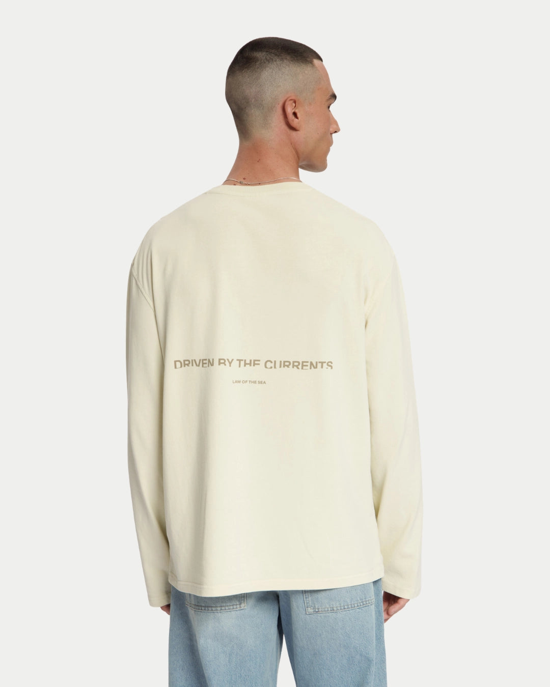Law Of The Sea Thaumas Long Sleeve Almond Milk, Loose fit creme t-shirt van 100% katoen | Stuen Store Tilburg