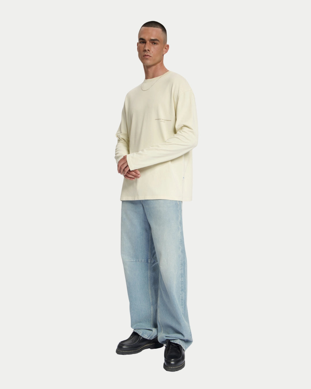 Law Of The Sea Thaumas Long Sleeve Almond Milk, Loose fit creme t-shirt van 100% katoen | Stuen Store Tilburg