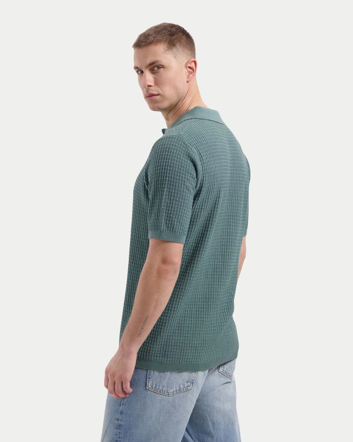 Yohei Structure Knitted Polo North Atlantic
