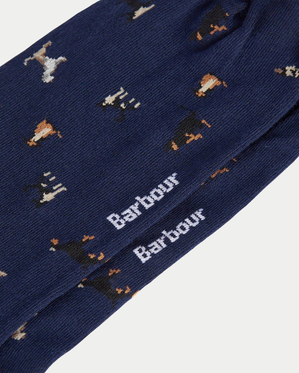 Barbour Mavin Socks Mid Blue Dogs — Zo hebben deze donkerblauwe sokken jachthonden in | Stuen Store Tilburg