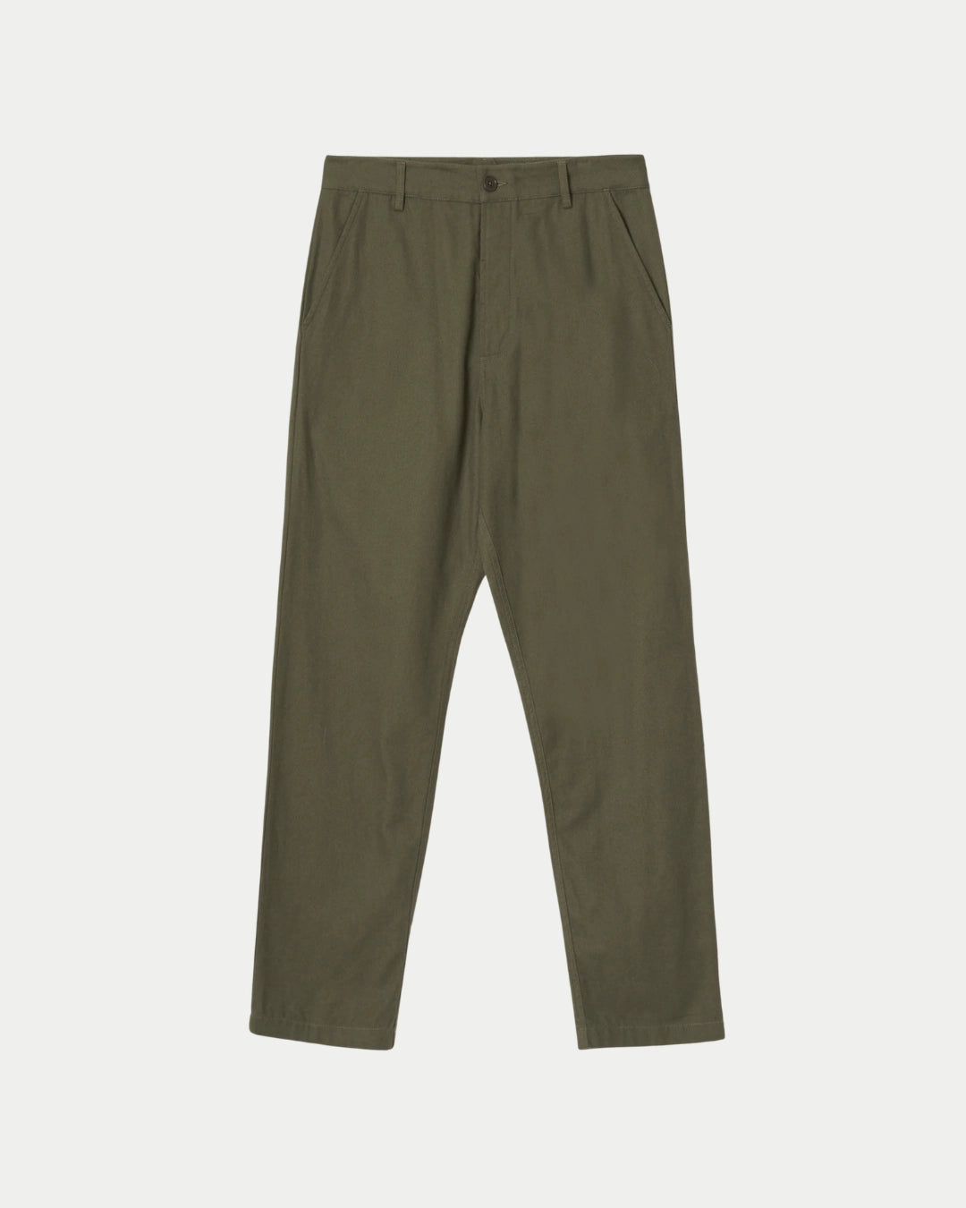Universal Works Military Chino Brushed Moleskin Olive, Groene broek | Stuen Store Tilburg