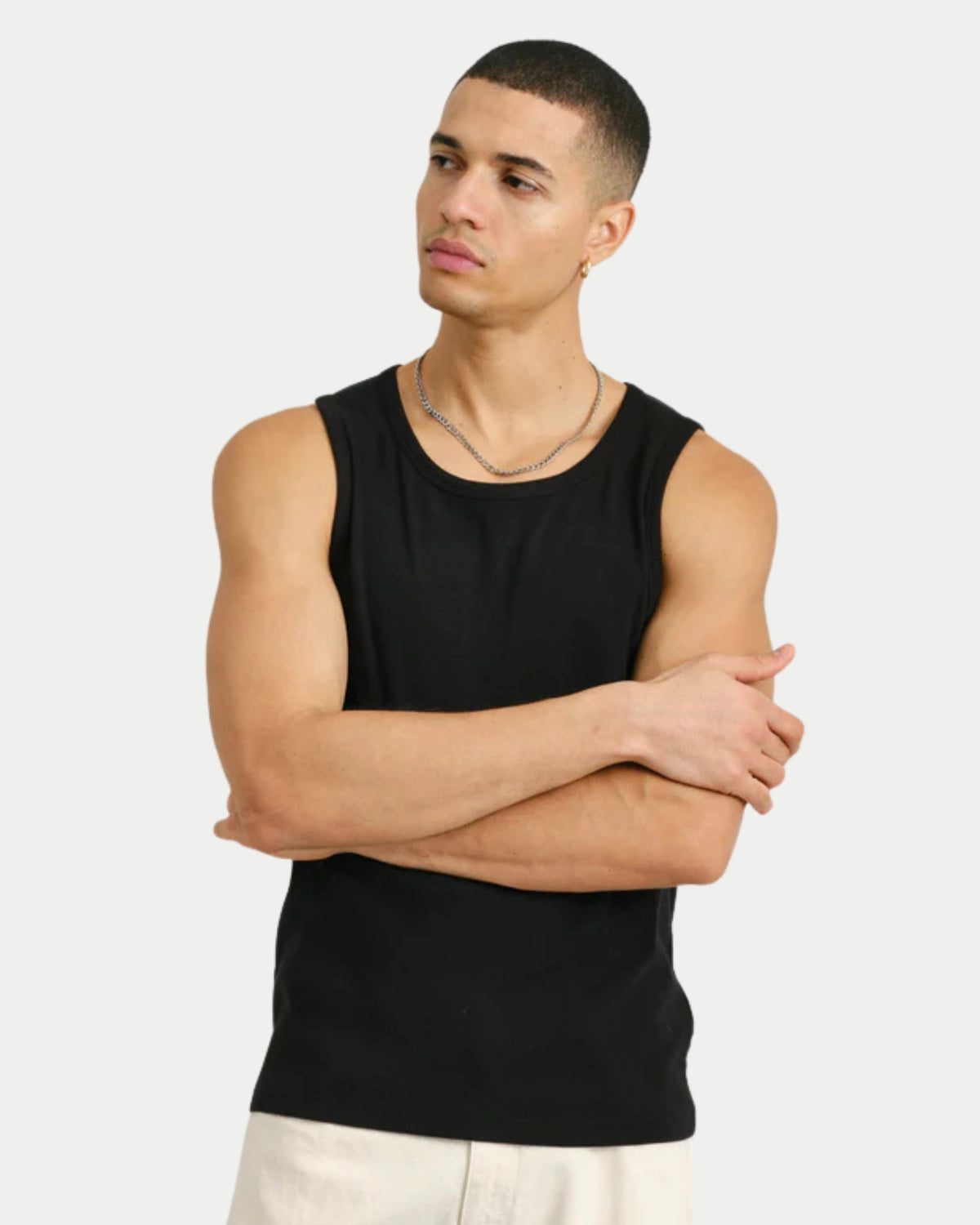 Wax London Montague Vest Rib Black — Katoen T-shirts | Stuen Store Tilburg