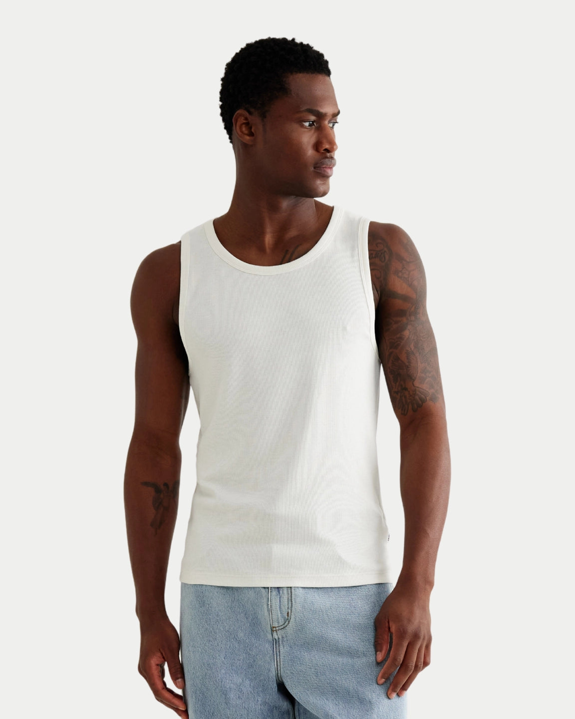 Wax London Montague Vest Rib White — Katoen T-shirts | Stuen Store Tilburg