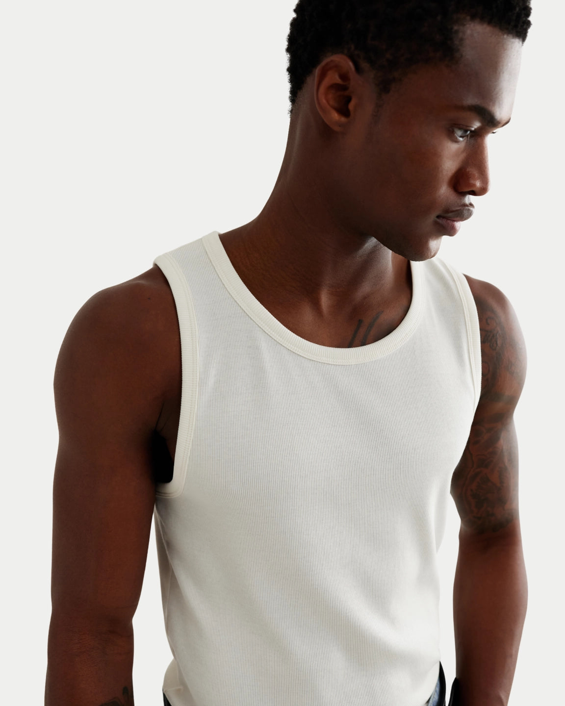Wax London Montague Vest Rib White — Katoen T-shirts | Stuen Store Tilburg