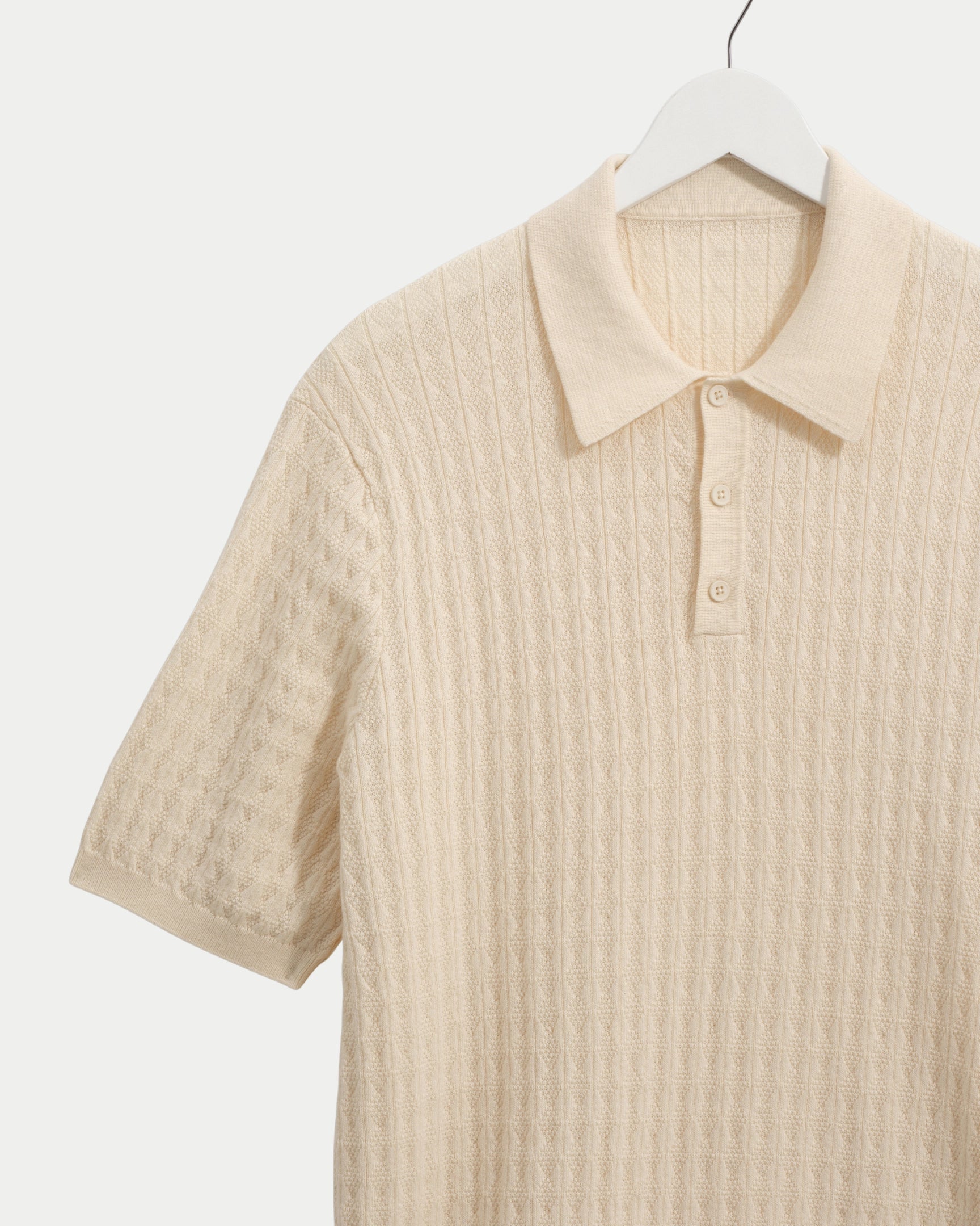 Naples Polo Diamond Stripe Ecru