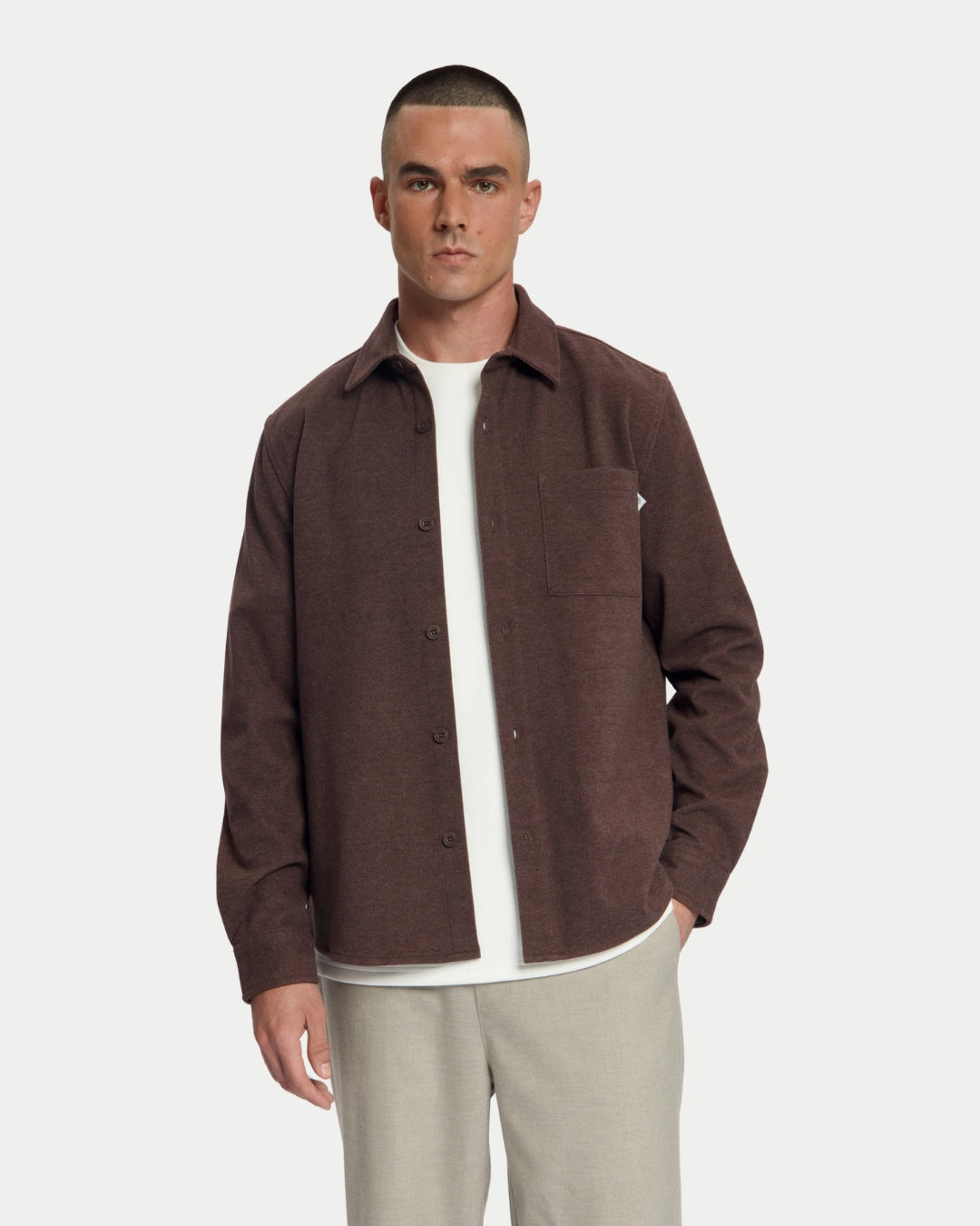 Law Of The Sea Niven Twill Overshirt Brown, Creme overshirt | Stuen Store Tilburg