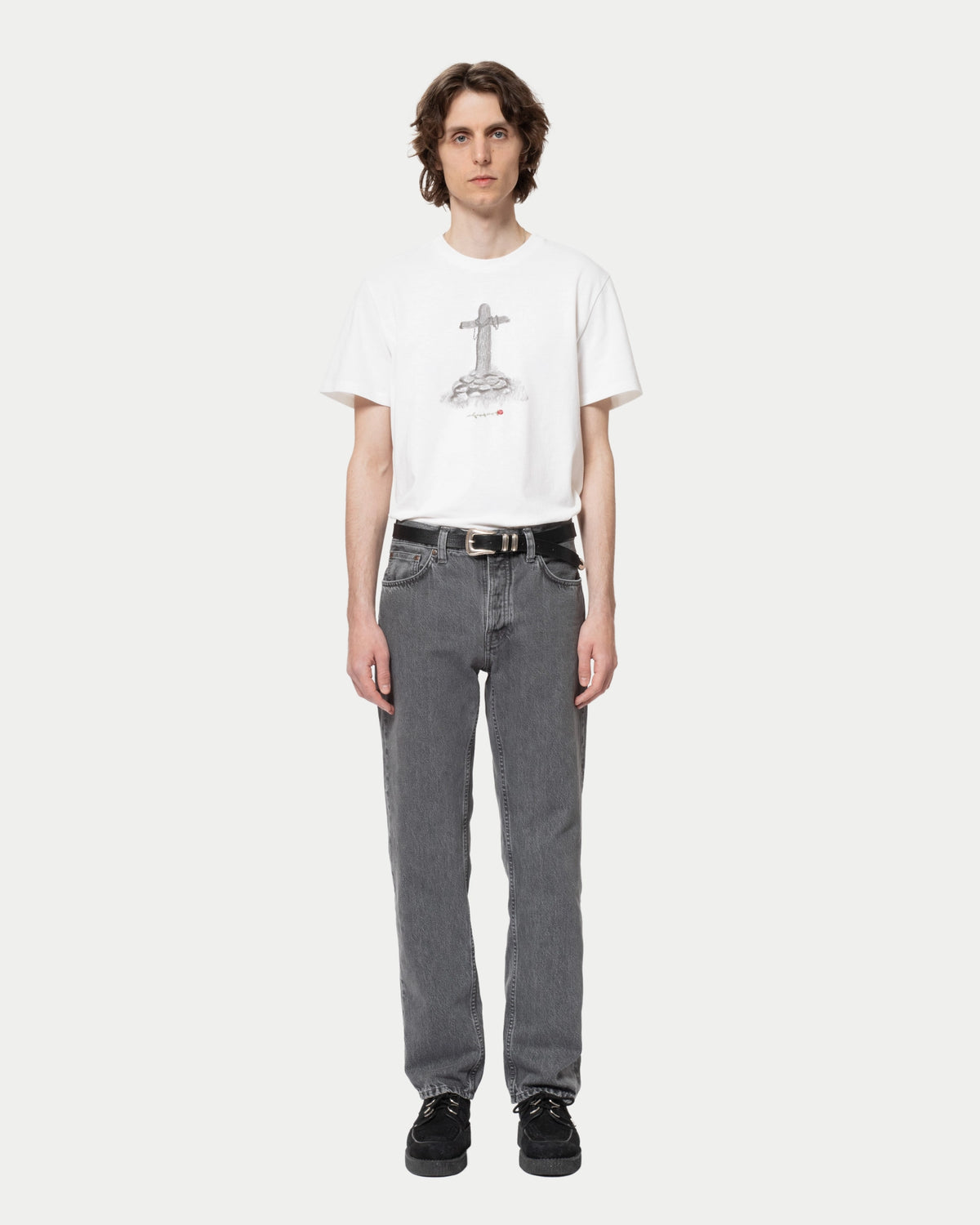Nudie Jeans Rad Rufus Ash Grey — High-waist regular fit, 100% biologisch katoen Jeans | Stuen Store Tilburg