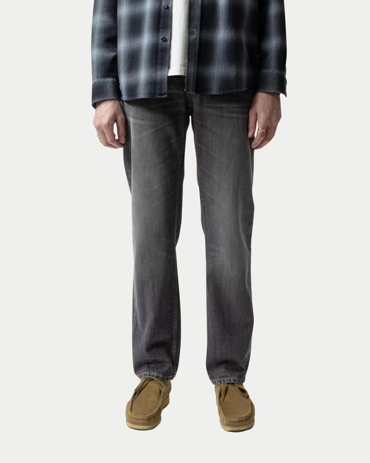 Nudie Jeans Rad Rufus Grey Crosshatch — Regular straight fit, 100% biologisch katoen Jeans | Stuen Store Tilburg