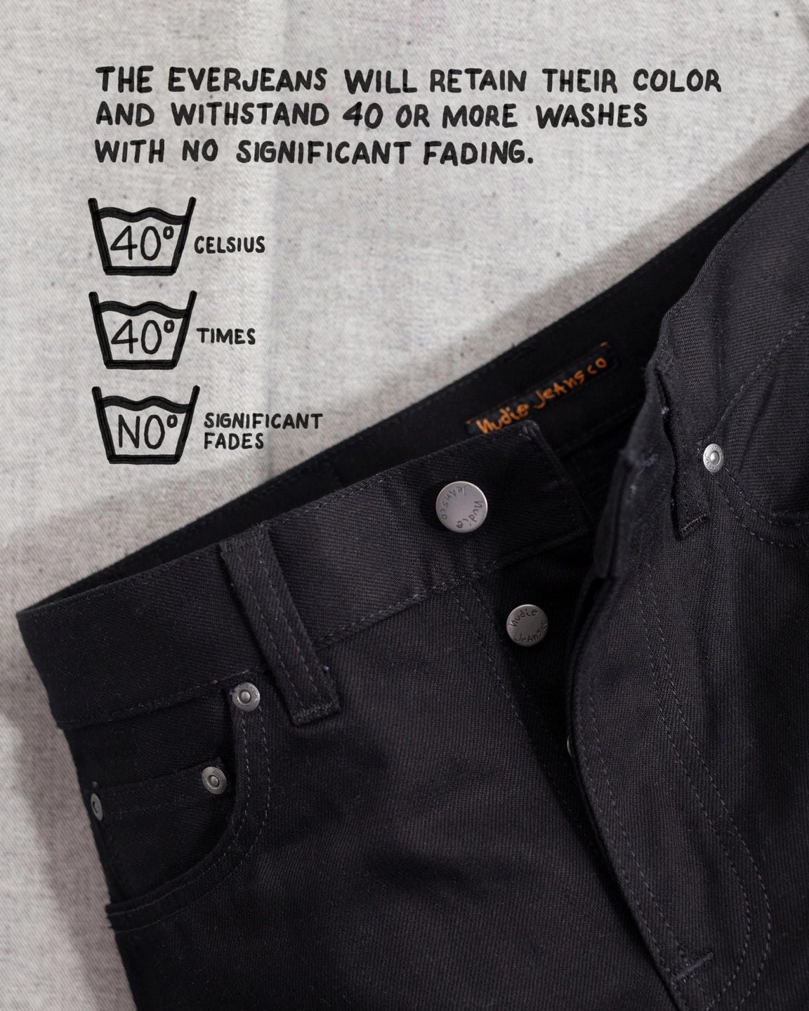 Nudie Jeans Steady Eddie II Dry Everblack — Slim fit, 100% biologisch katoen Jeans | Stuen Store Tilburg