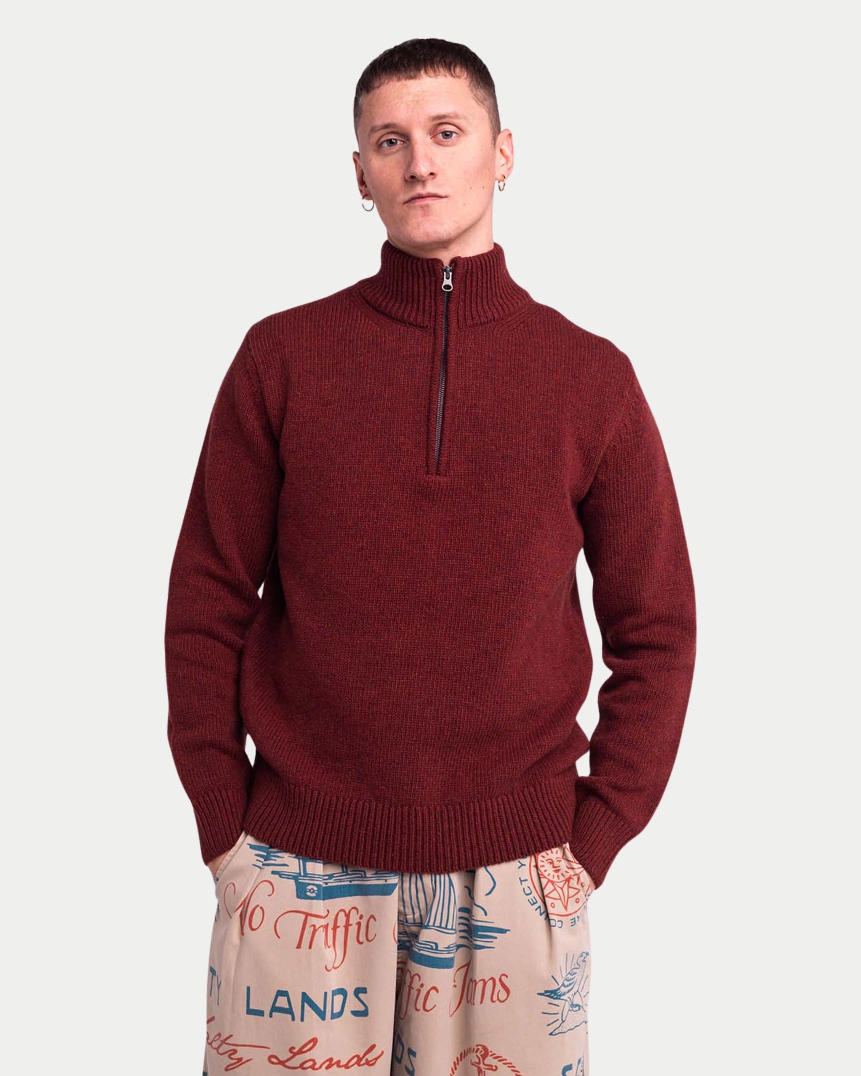 Banjo Knitwear Half-Zip Rust