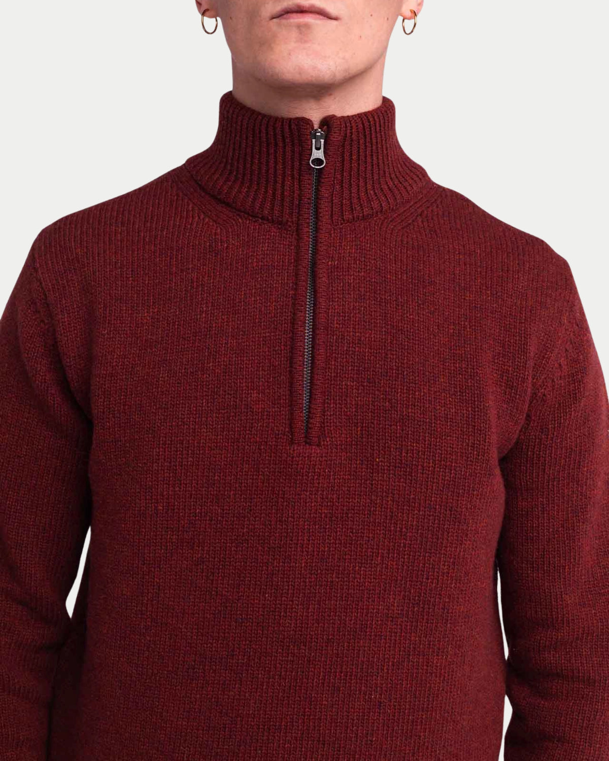 Olow Banjo Knitwear Half-Zip Rust — 100% wol | Stuen Store Tilburg