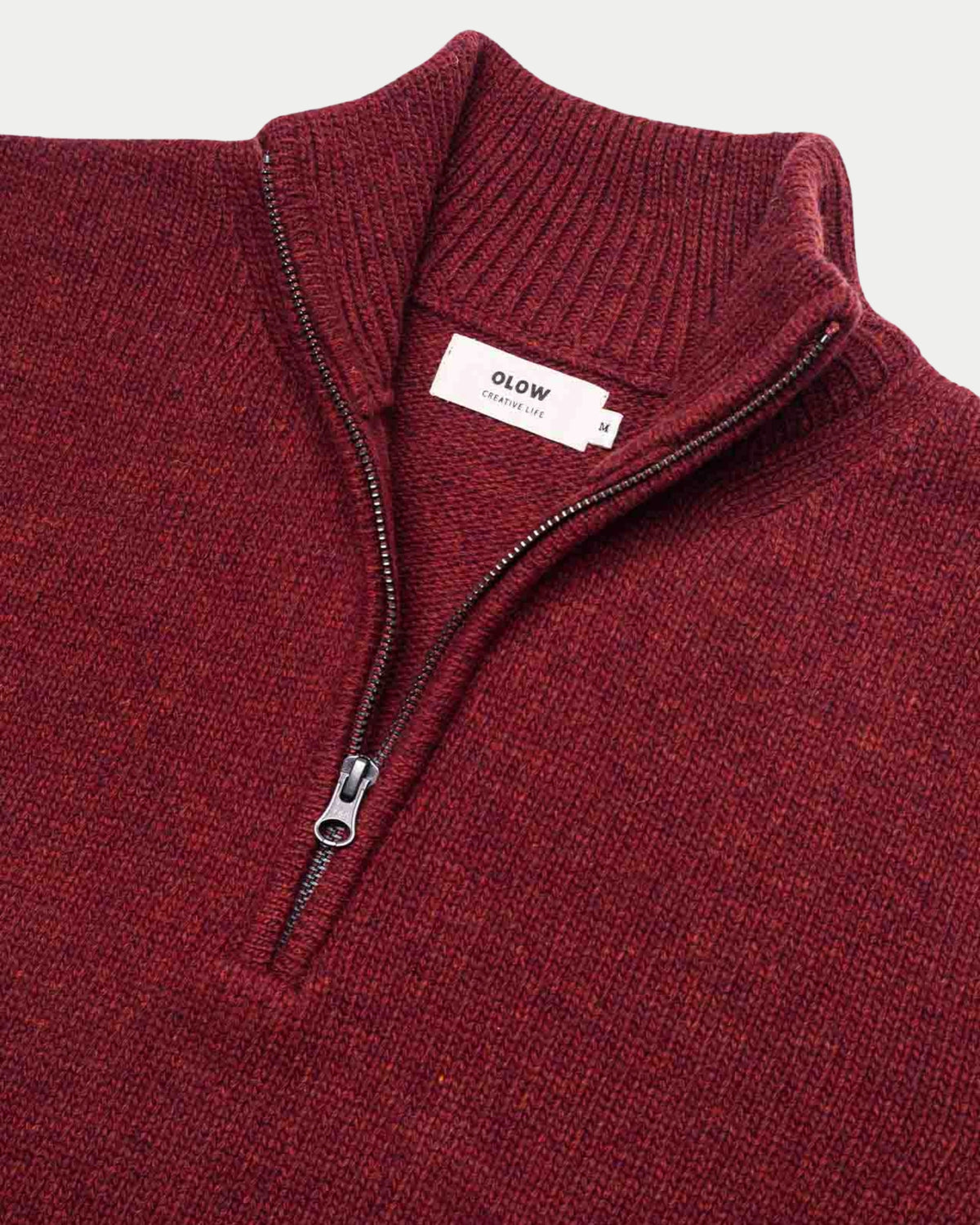 Olow Banjo Knitwear Half-Zip Rust — 100% wol | Stuen Store Tilburg