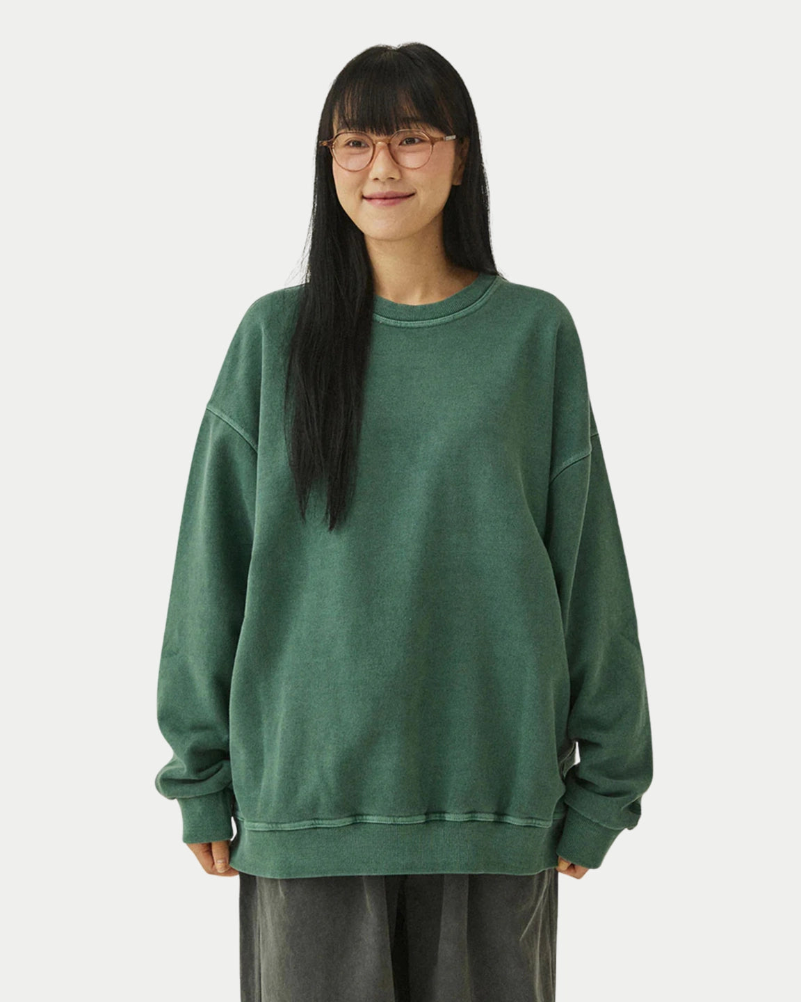 Kappy Pigment Sweat Shirt Deep Green — 100% katoen | Stuen Store Tilburg