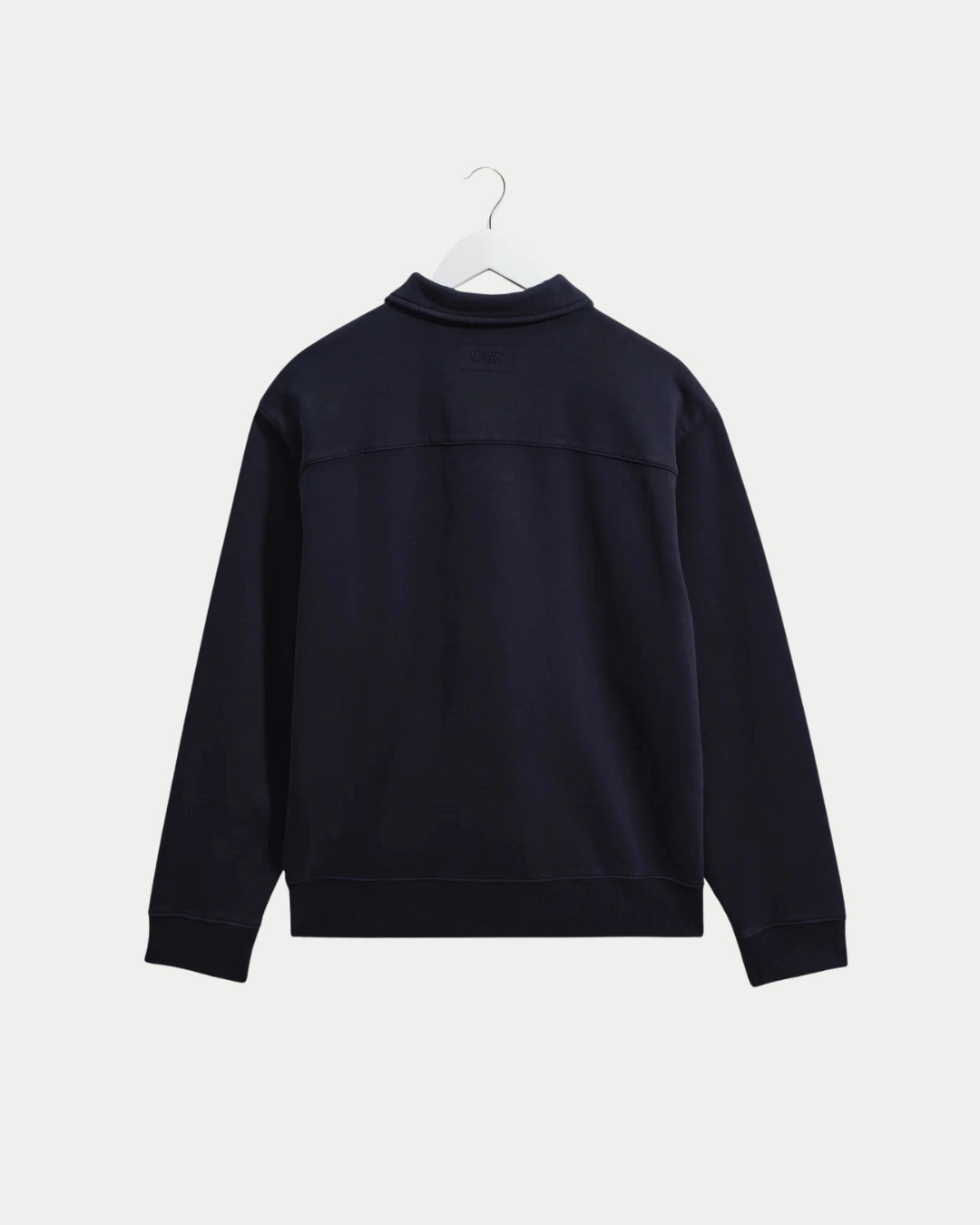 Wax London Reeve Quarter Zip Sweatshirt Washed Navy, Blauwe sweater van biologisch katoen | Stuen Store Tilburg