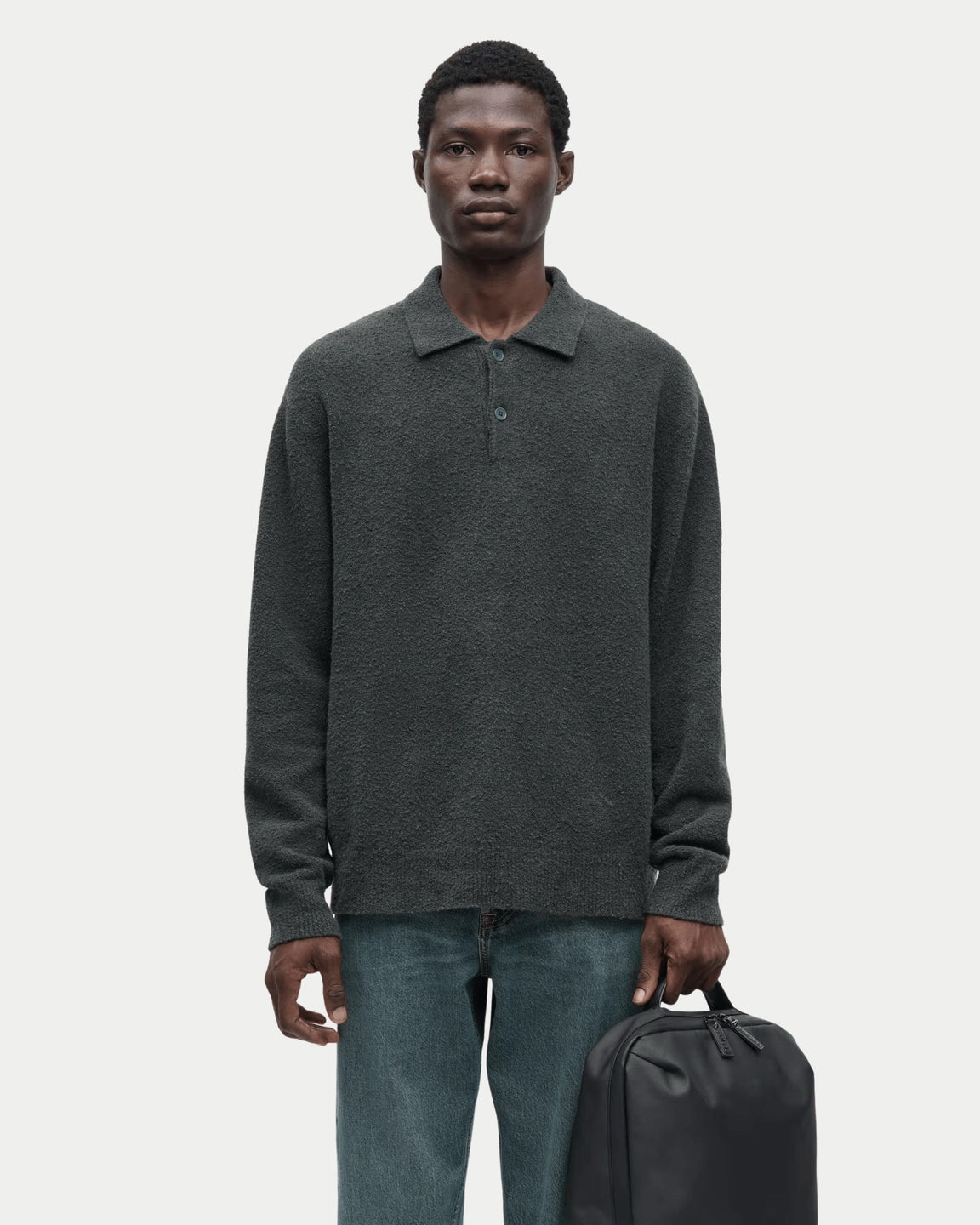 Samsøe Samsøe Sanino Polo Dark Evergreen — Relaxte pasvorm, gebreid | Stuen Store Tilburg