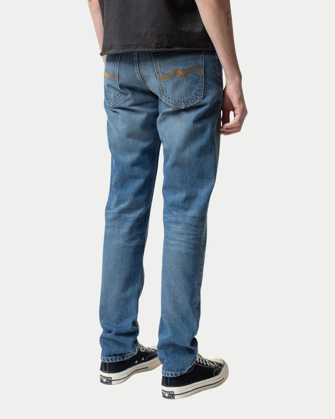 Nudie Jeans Steady Eddie II Blue Haze, Slim fit blauwe spijkerbroek van 100% biologisch katoen | Stuen Store Tilburg