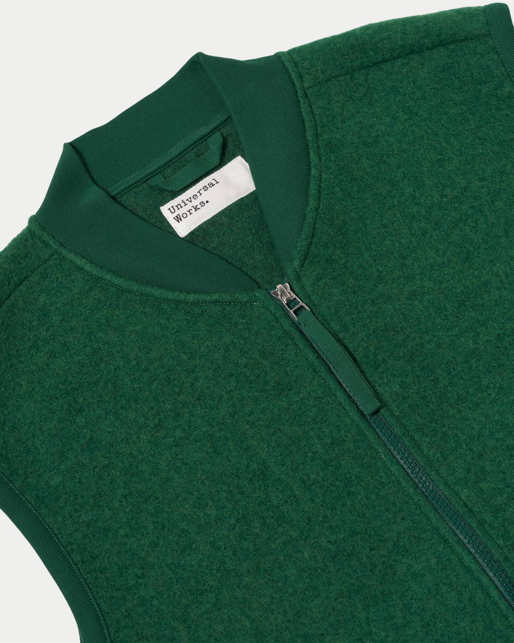 Zip Waistcoat Wool Fleece Green