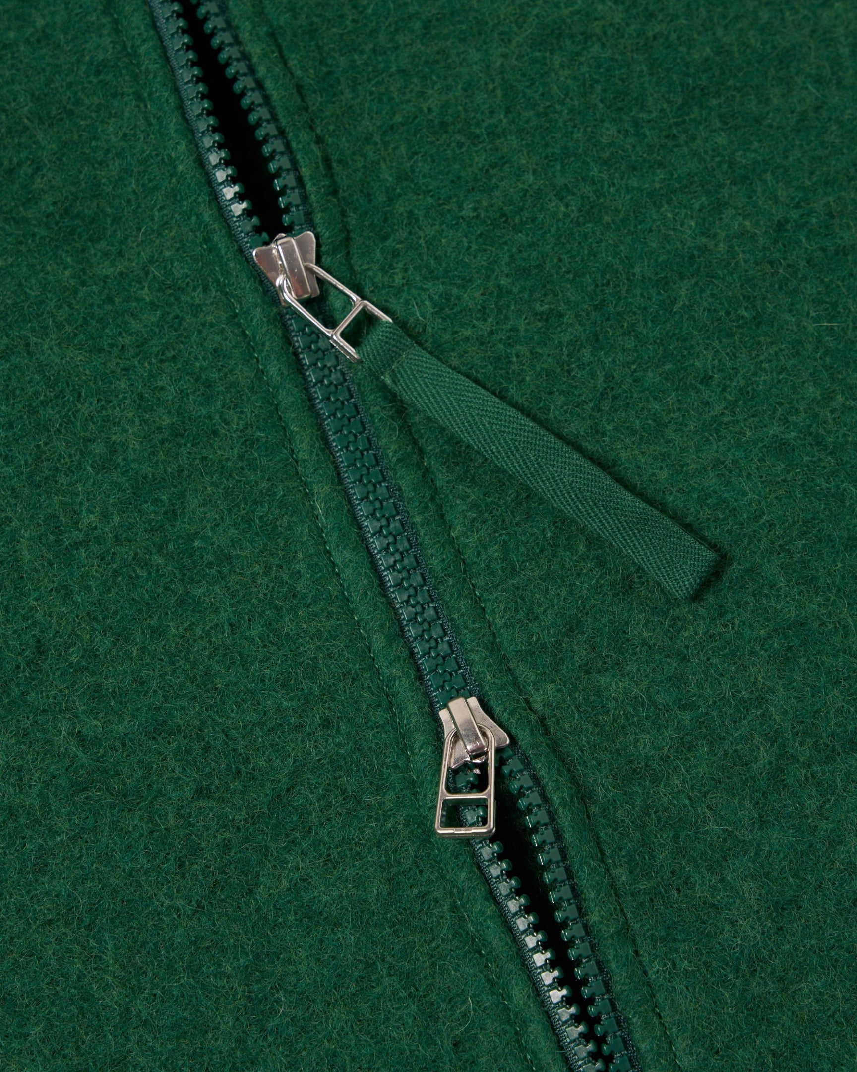 Zip Waistcoat Wool Fleece Green