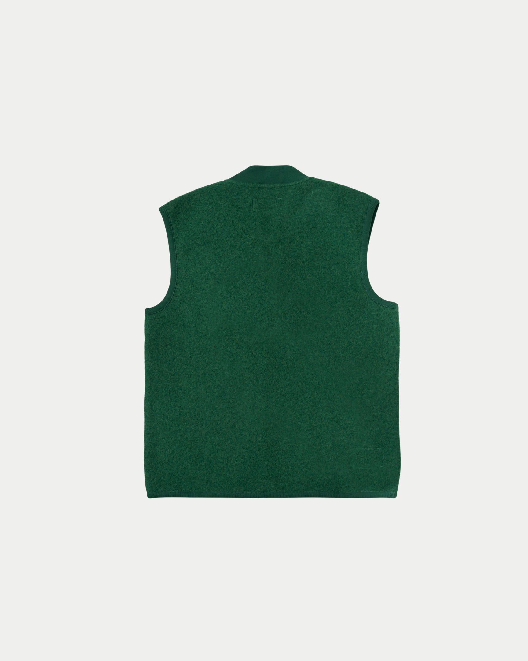 Zip Waistcoat Wool Fleece Green
