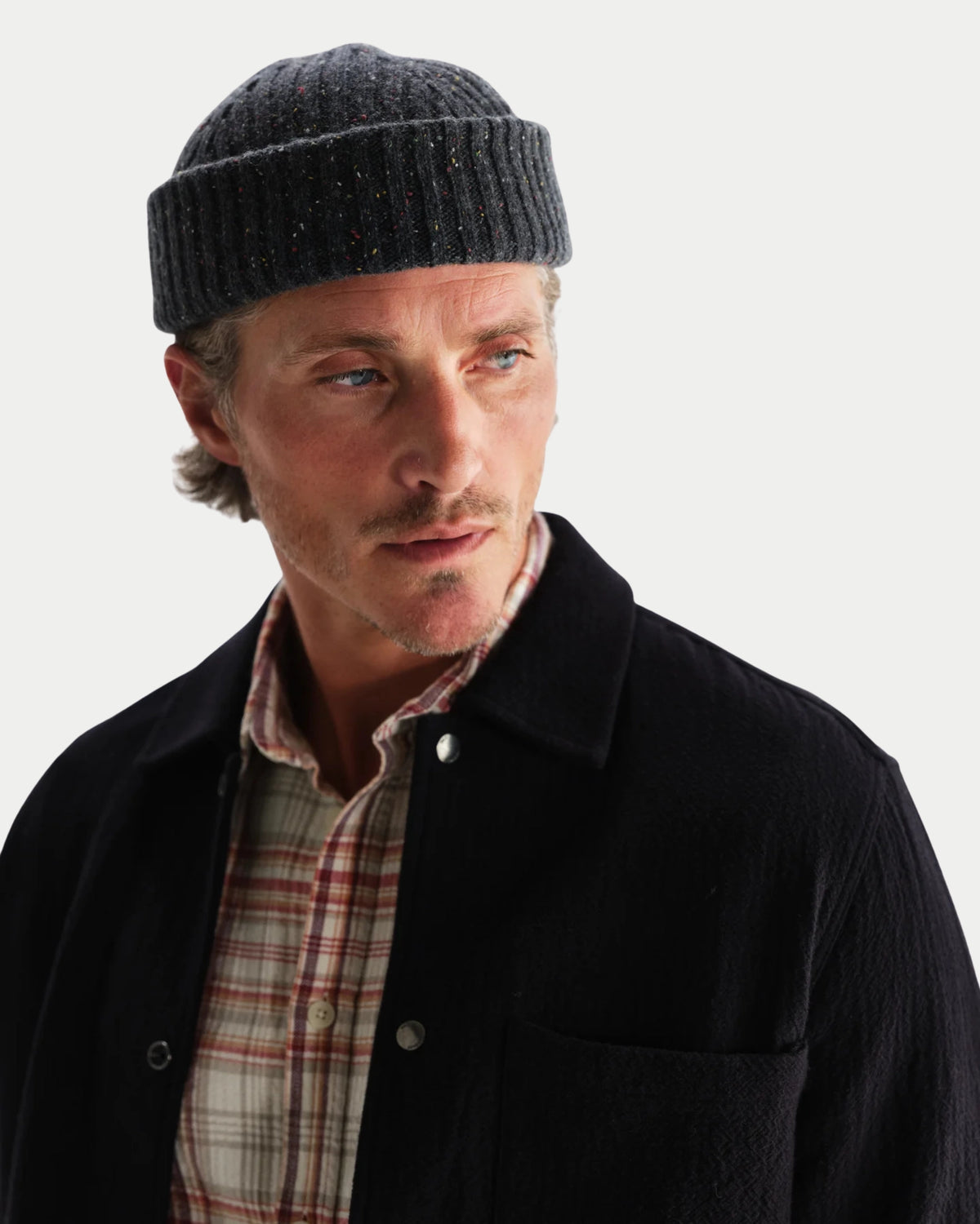 Wax London Brook Beanie Charcoal Donegal — Gebreid | Stuen Store Tilburg