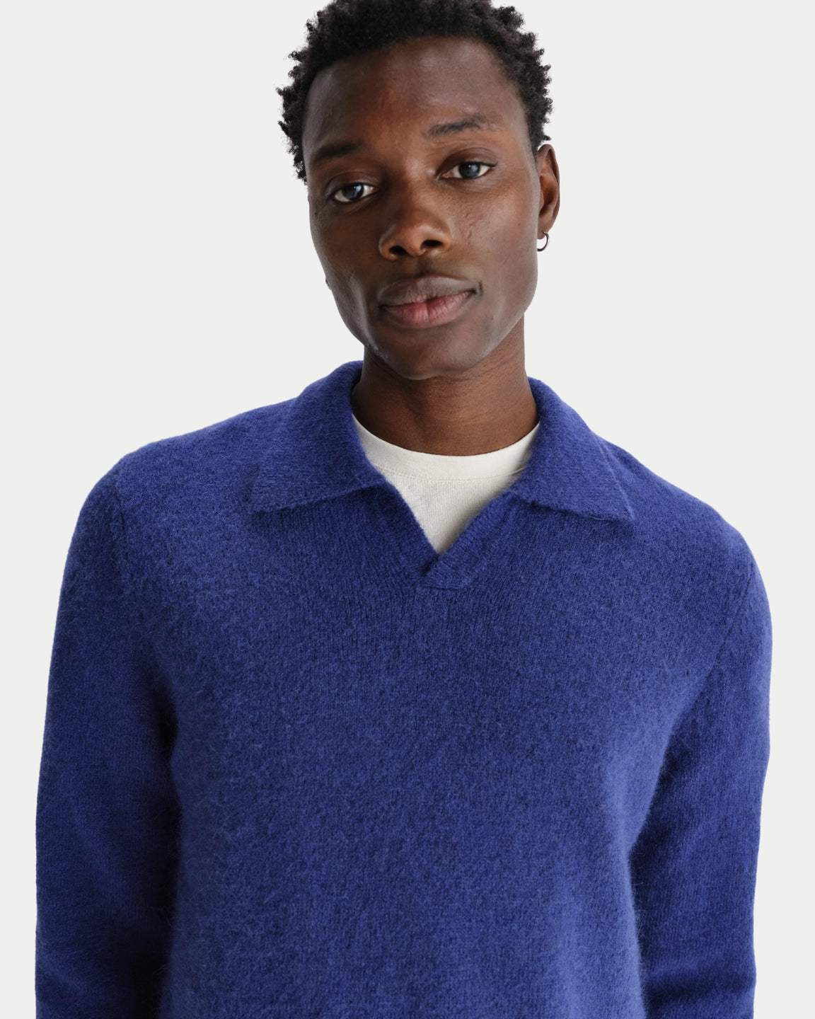 Wax London Carter Open Collar Polo Fluffy Blue — Relaxte pasvorm, wol | Stuen Store Tilburg