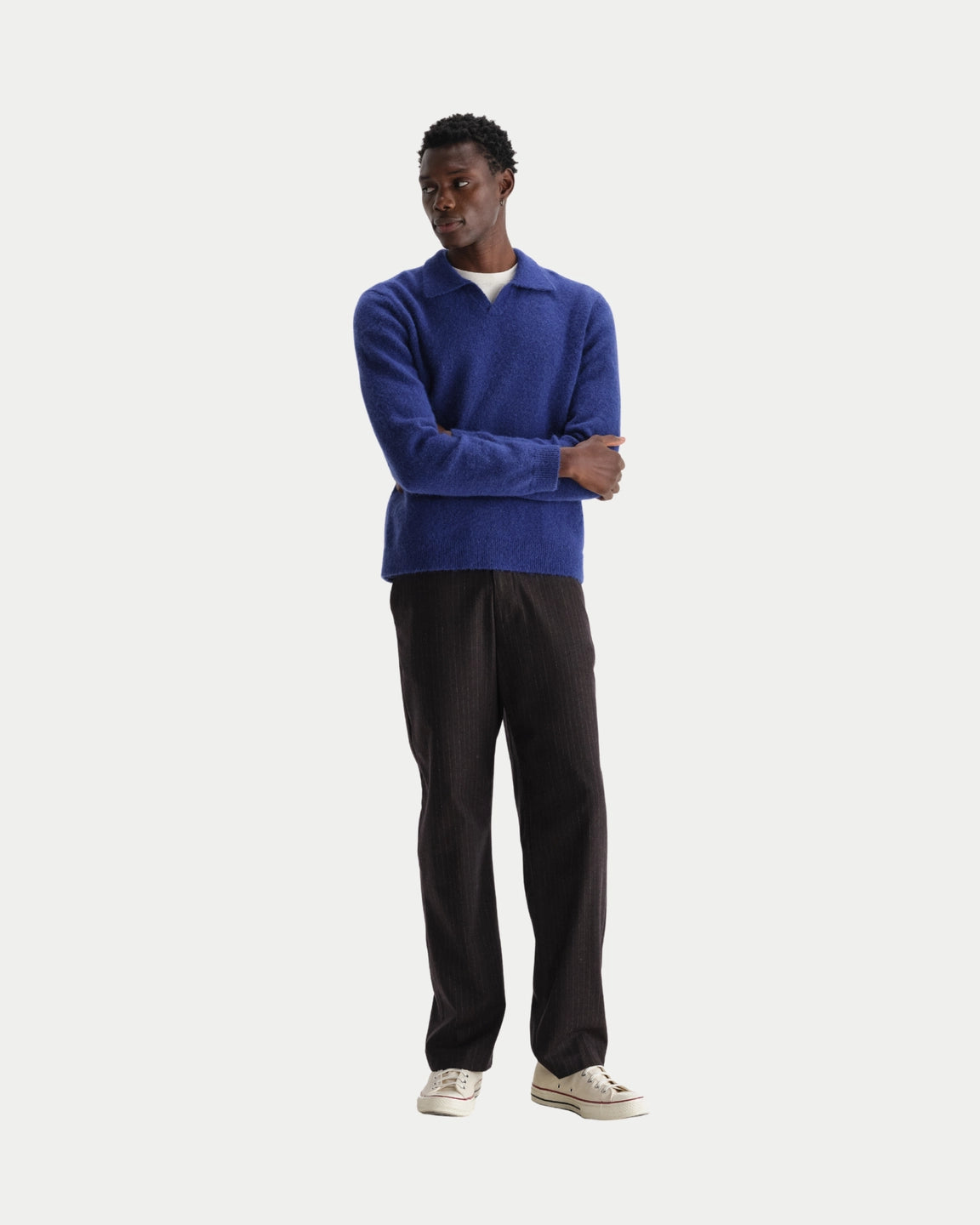 Wax London Carter Open Collar Polo Fluffy Blue — Relaxte pasvorm, wol | Stuen Store Tilburg