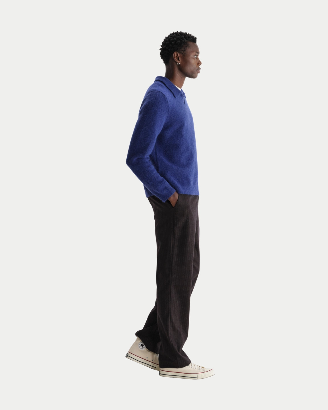 Wax London Carter Open Collar Polo Fluffy Blue — Relaxte pasvorm, wol | Stuen Store Tilburg