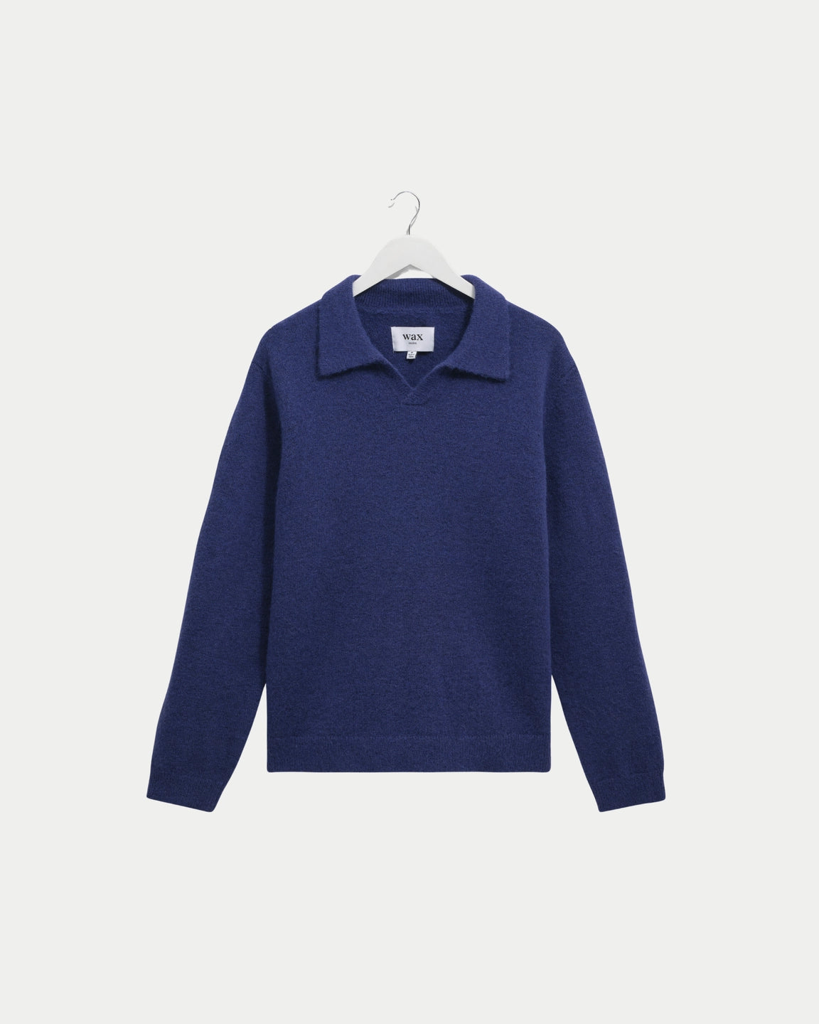 Wax London Carter Open Collar Polo Fluffy Blue — Relaxte pasvorm, wol | Stuen Store Tilburg