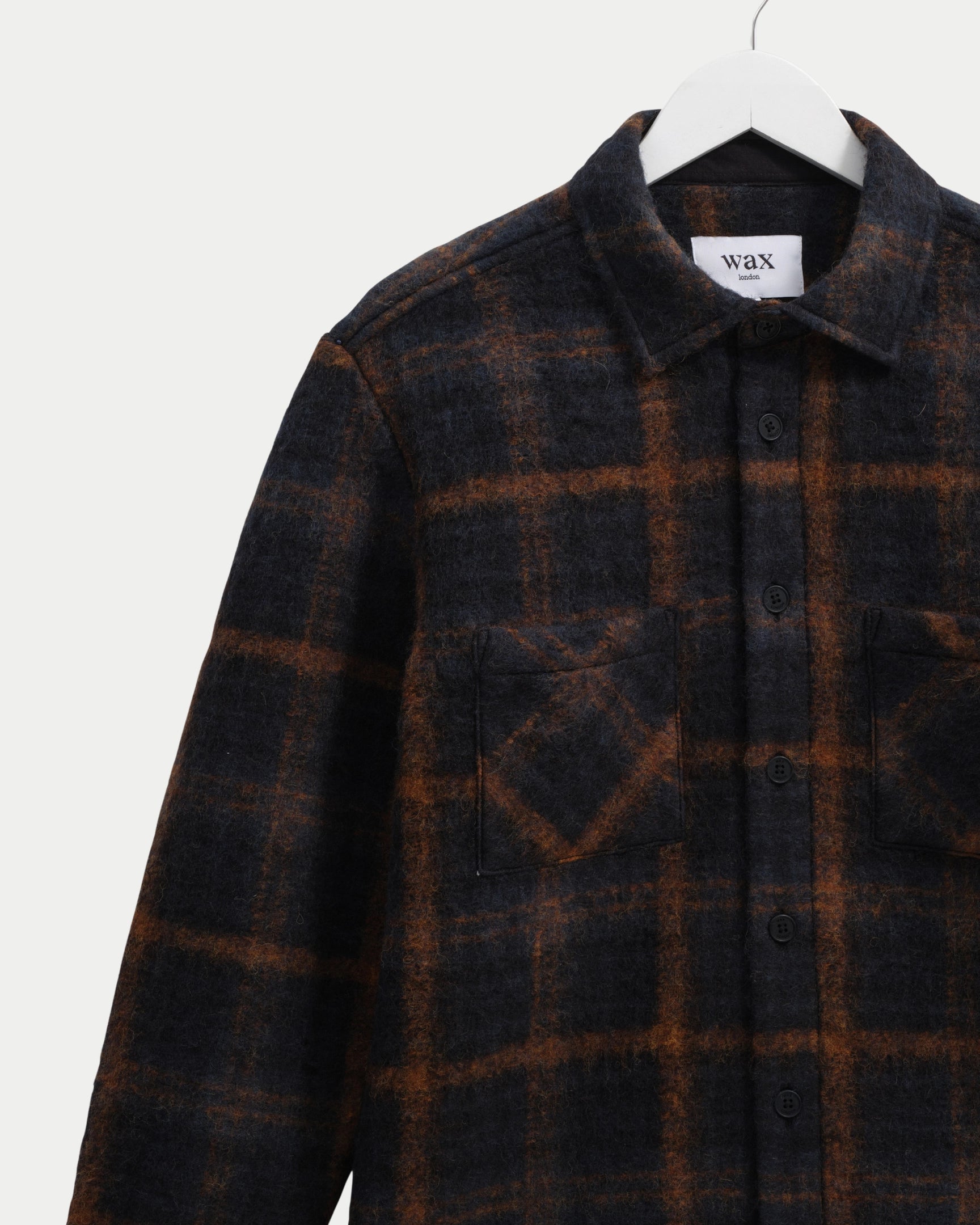 Whiting Overshirt Drawn Check Teal Orange