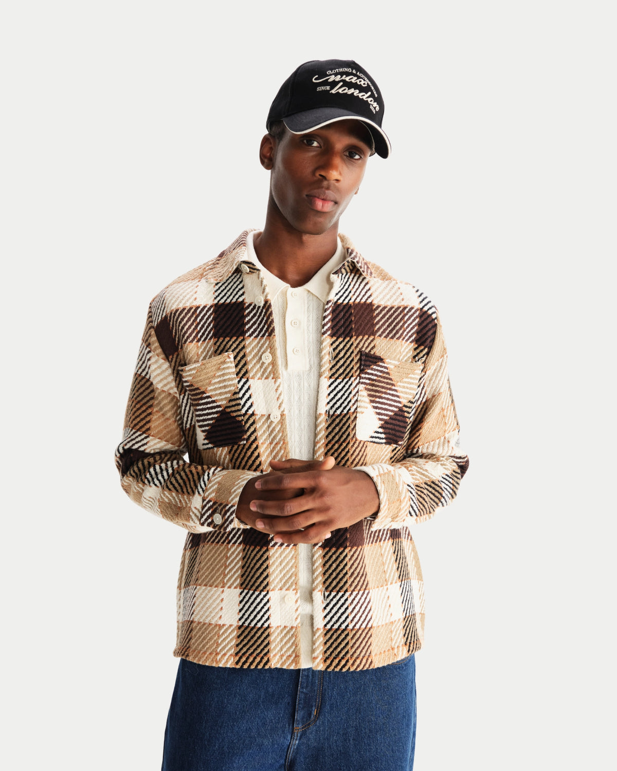 Wax London Whiting Overshirt Pike Check Natural Brown — Overshirt | Stuen Store Tilburg