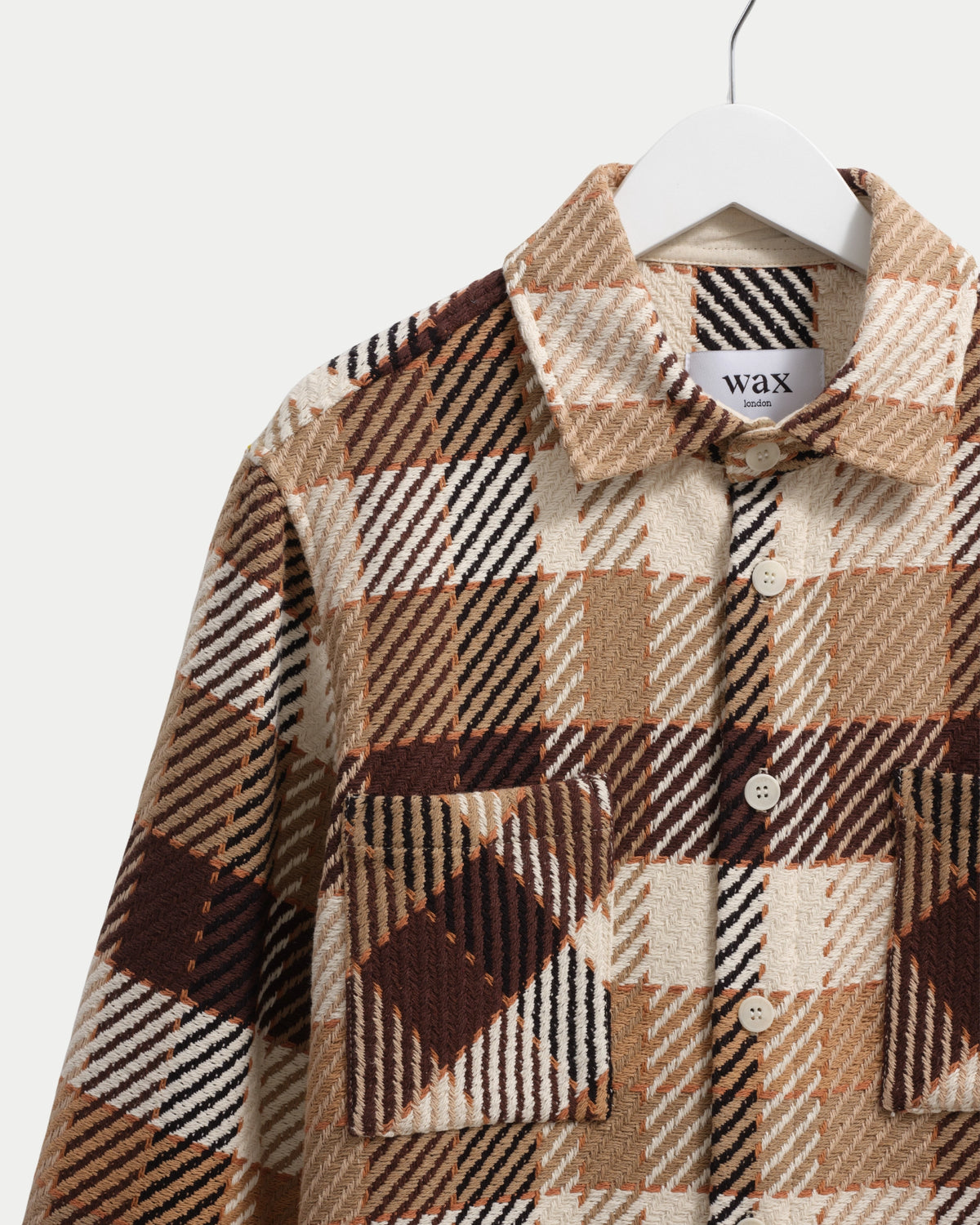 Wax London Whiting Overshirt Pike Check Natural Brown — Overshirt | Stuen Store Tilburg