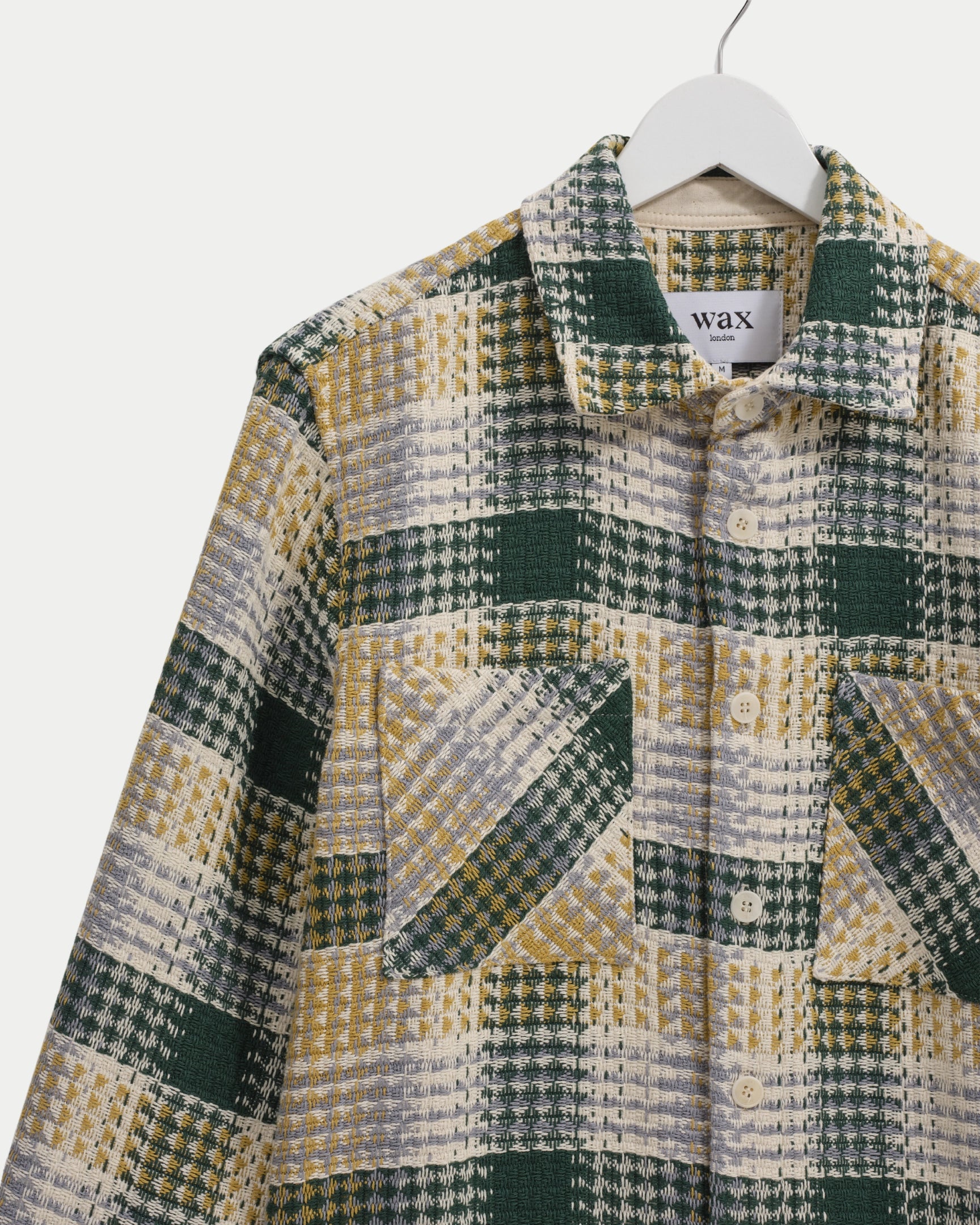 Whiting Overshirt Addle Check Ecru Green