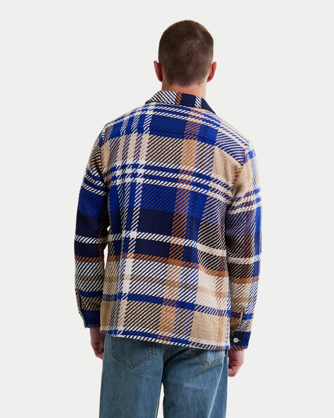 Wax London Whiting Overshirt Bold Check Blue/Tan - Stuen Store Tilburg | De beste herenkleding en -accessoires