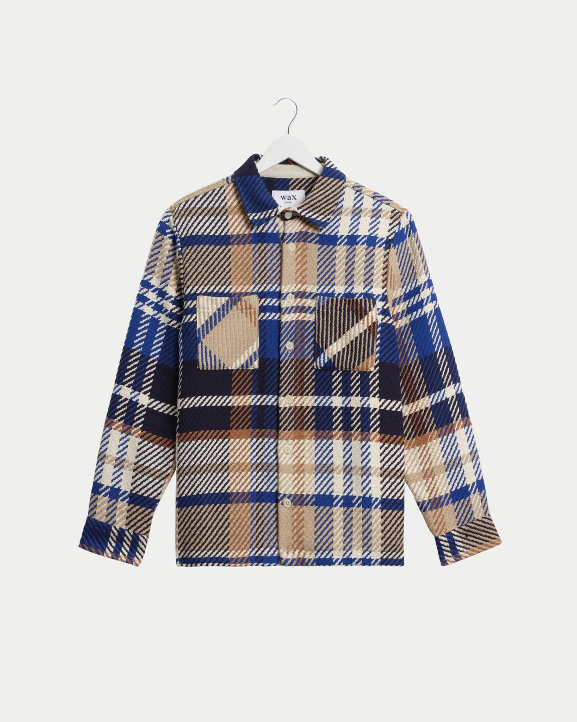 Wax London Whiting Overshirt Bold Check Blue/Tan - Stuen Store Tilburg | De beste herenkleding en -accessoires