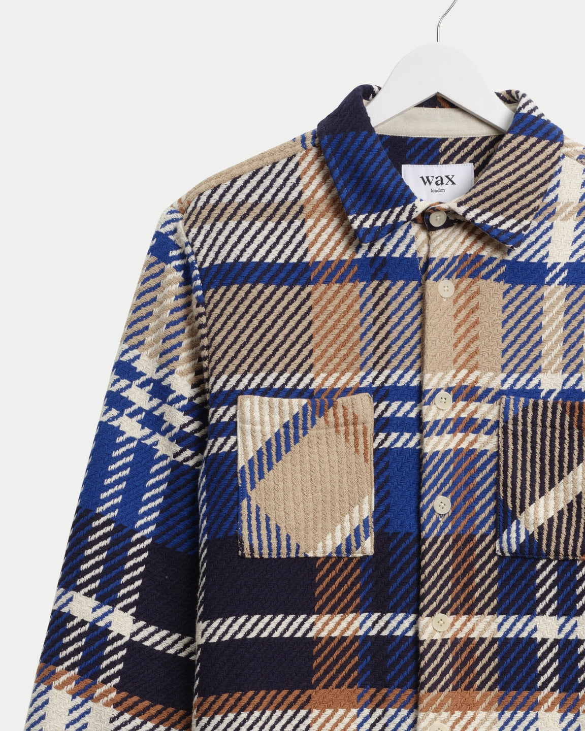 Wax London Whiting Overshirt Bold Check Blue/Tan - Stuen Store Tilburg | De beste herenkleding en -accessoires