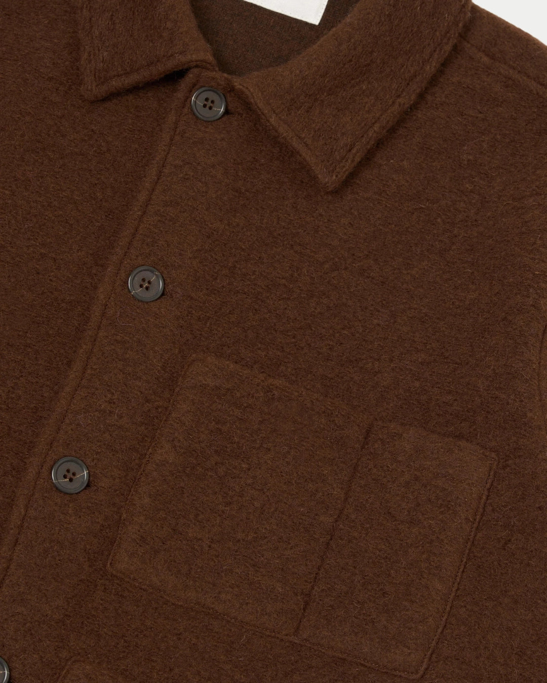 Universal Works Wool Fleece Uniform Jacket Cacao, Bruine jas | Stuen Store Tilburg
