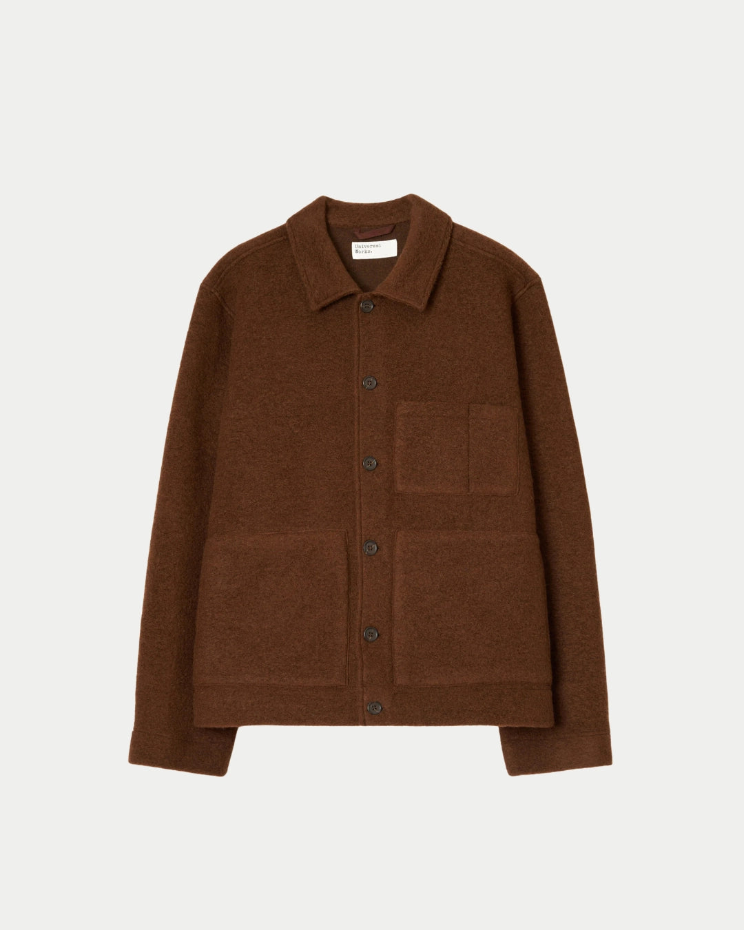 Universal Works Wool Fleece Uniform Jacket Cacao, Bruine jas | Stuen Store Tilburg