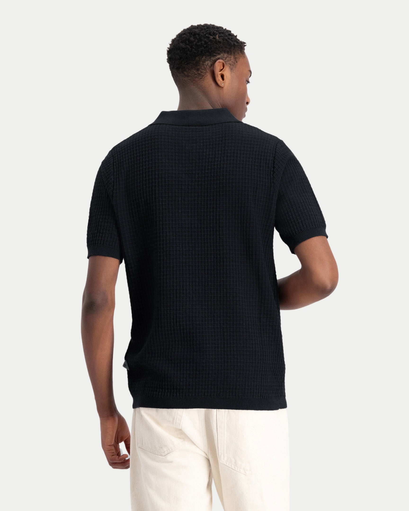 Yohei Structure Knitted Polo Sky Captain