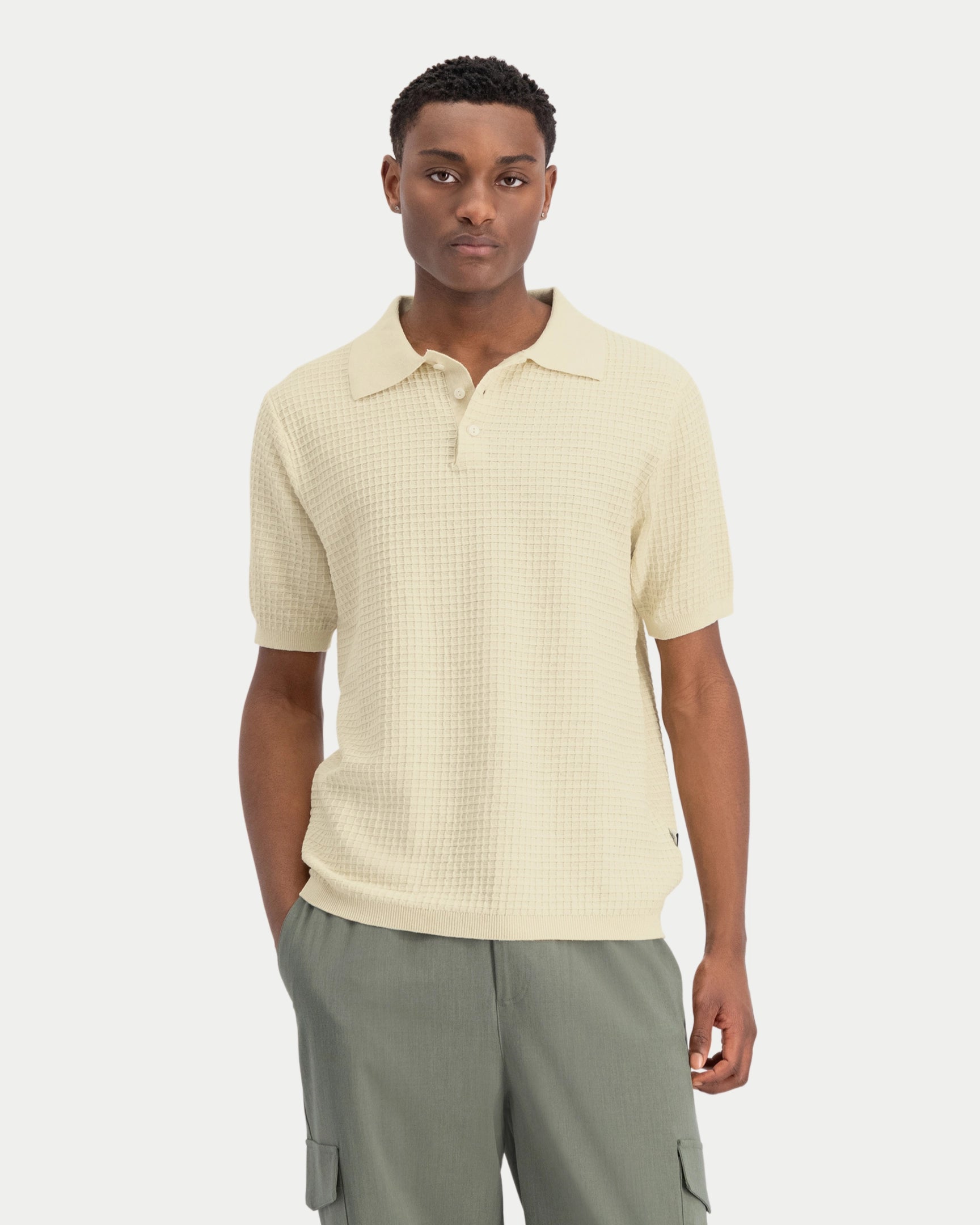 Yohei Structure Knitted Polo Vanilla