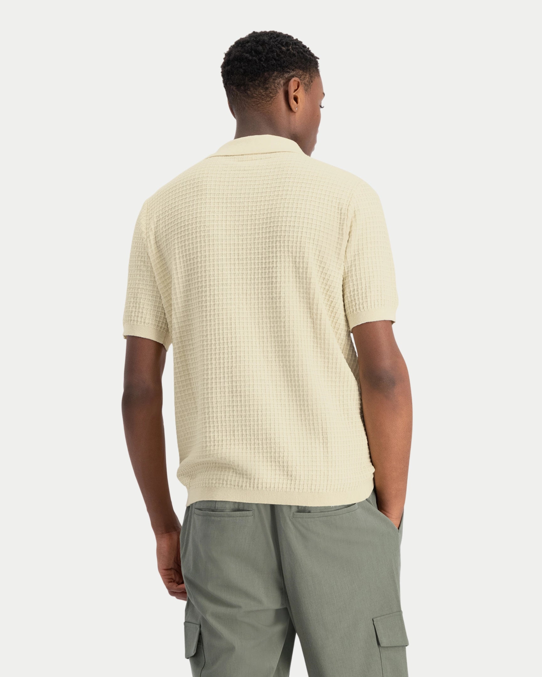 Yohei Structure Knitted Polo Vanilla