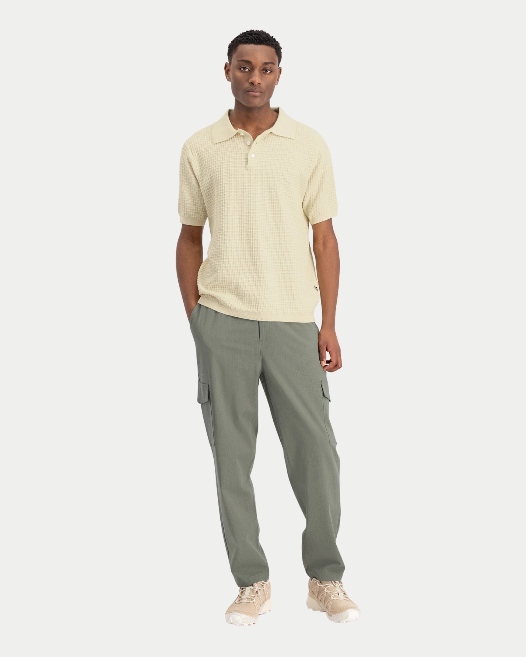 Yohei Structure Knitted Polo Vanilla