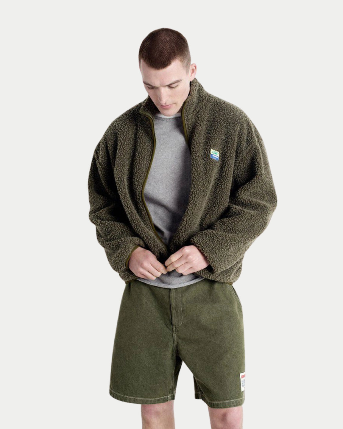 American Vintage Hoktown Fleece Jacket Green — Polyester | Stuen Store Tilburg