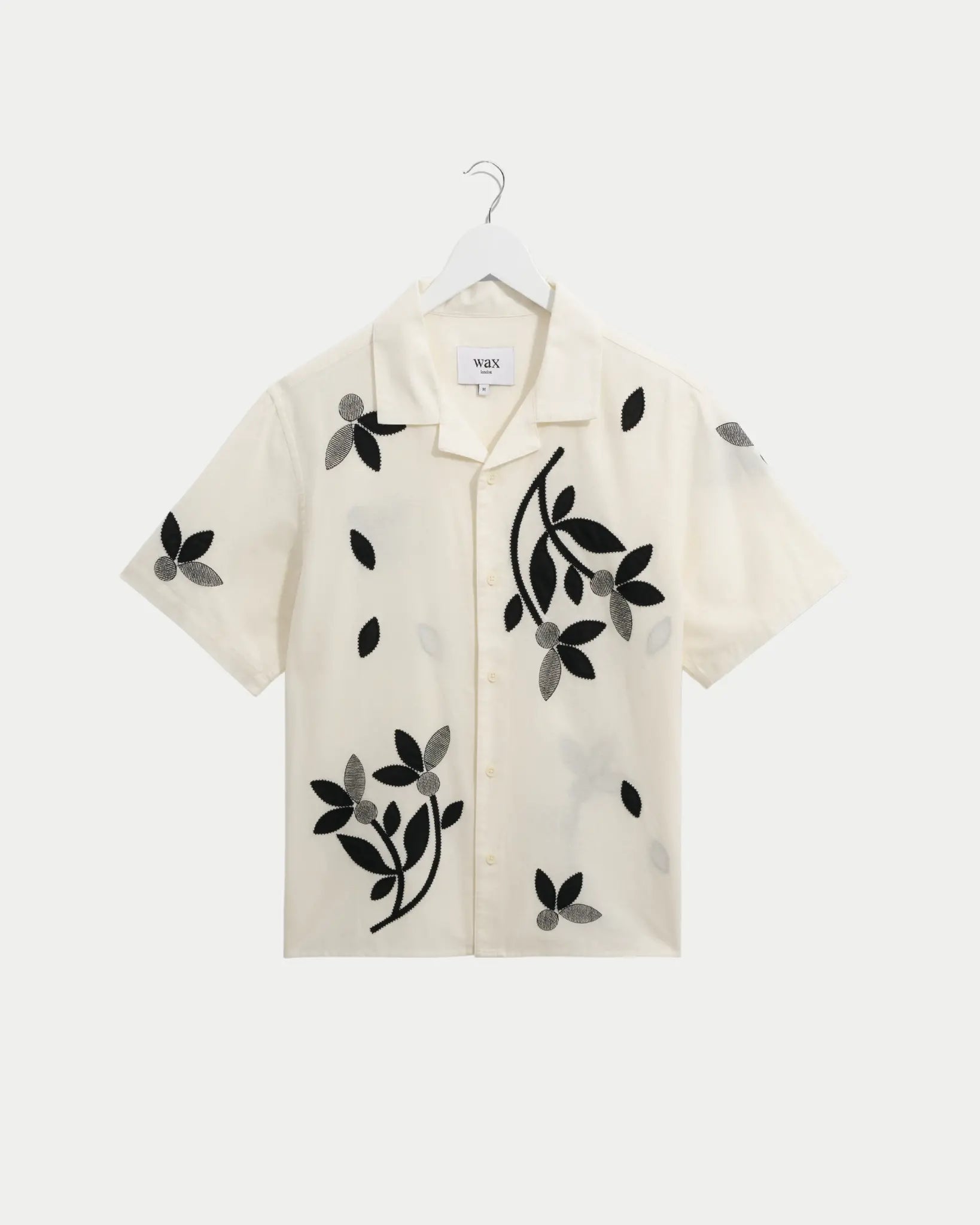 Wax London Didcot Shirt Bloom Applique Ecru Black