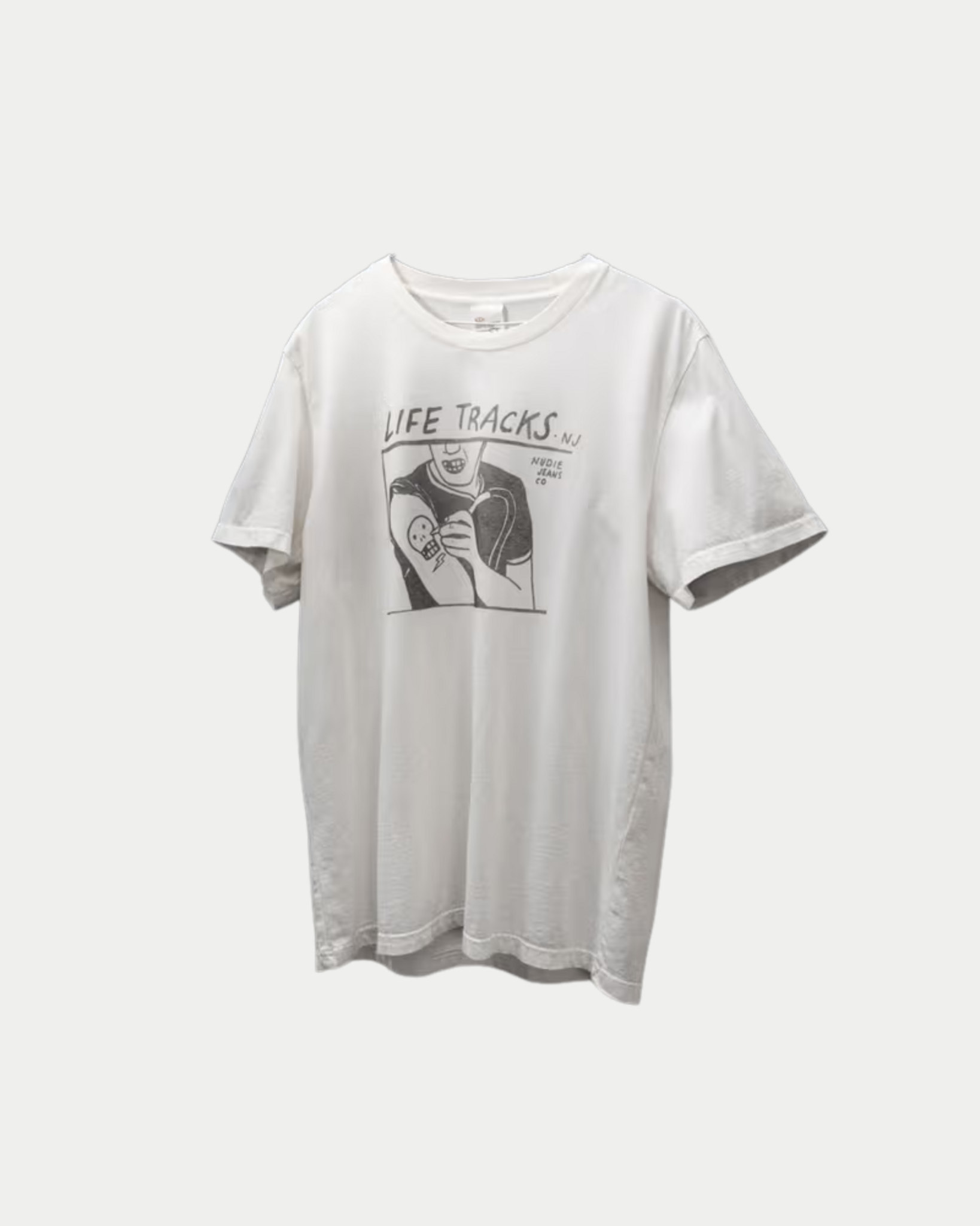 Nudie Jeans Roy Life Tracks T-Shirt Chalk White