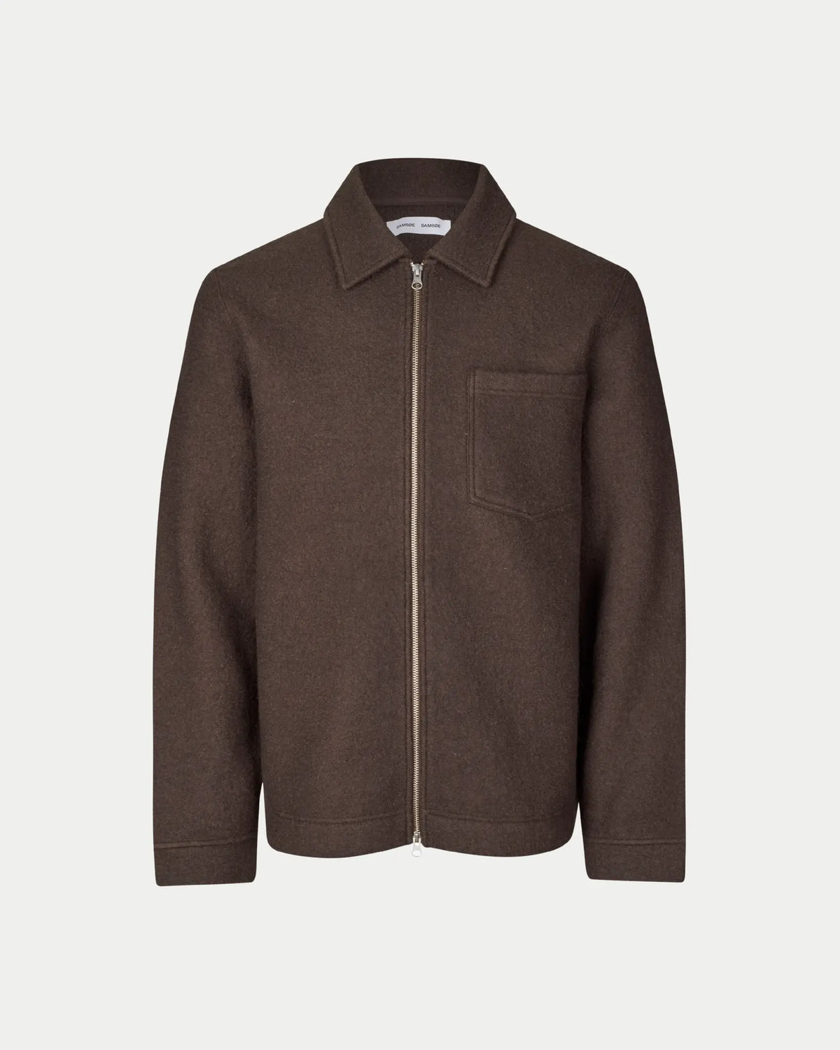 Samsøe Samsøe Hannes Full Zip Turkish Coffee — Wol Overshirt | Stuen Store Tilburg