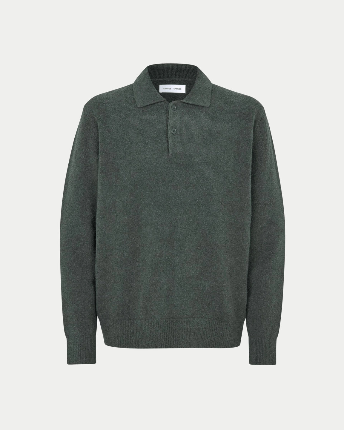 Samsøe Samsøe Sanino Polo Dark Evergreen — Relaxte pasvorm, gebreid | Stuen Store Tilburg