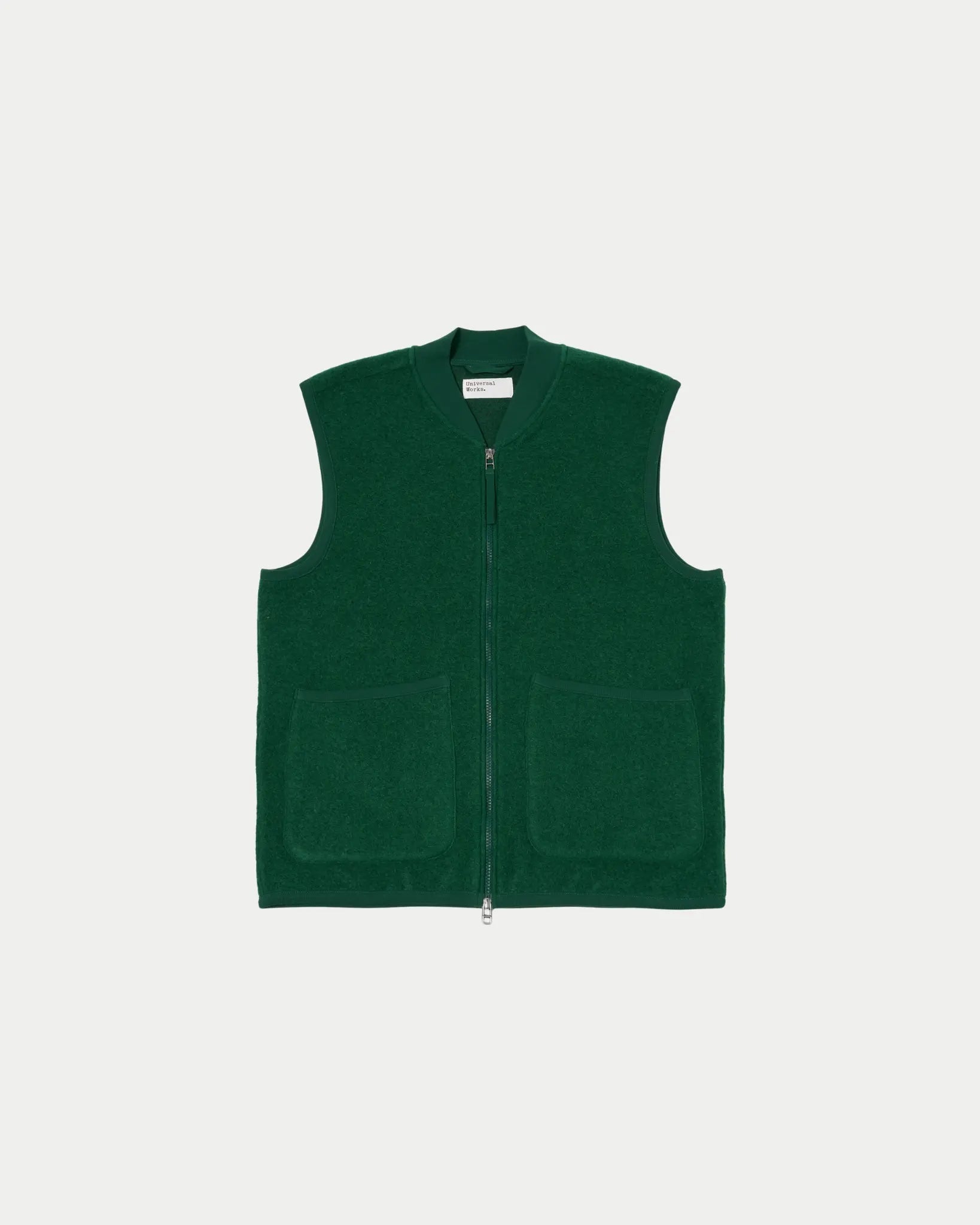 Universal Works Zip Waistcoat Wool Fleece Green