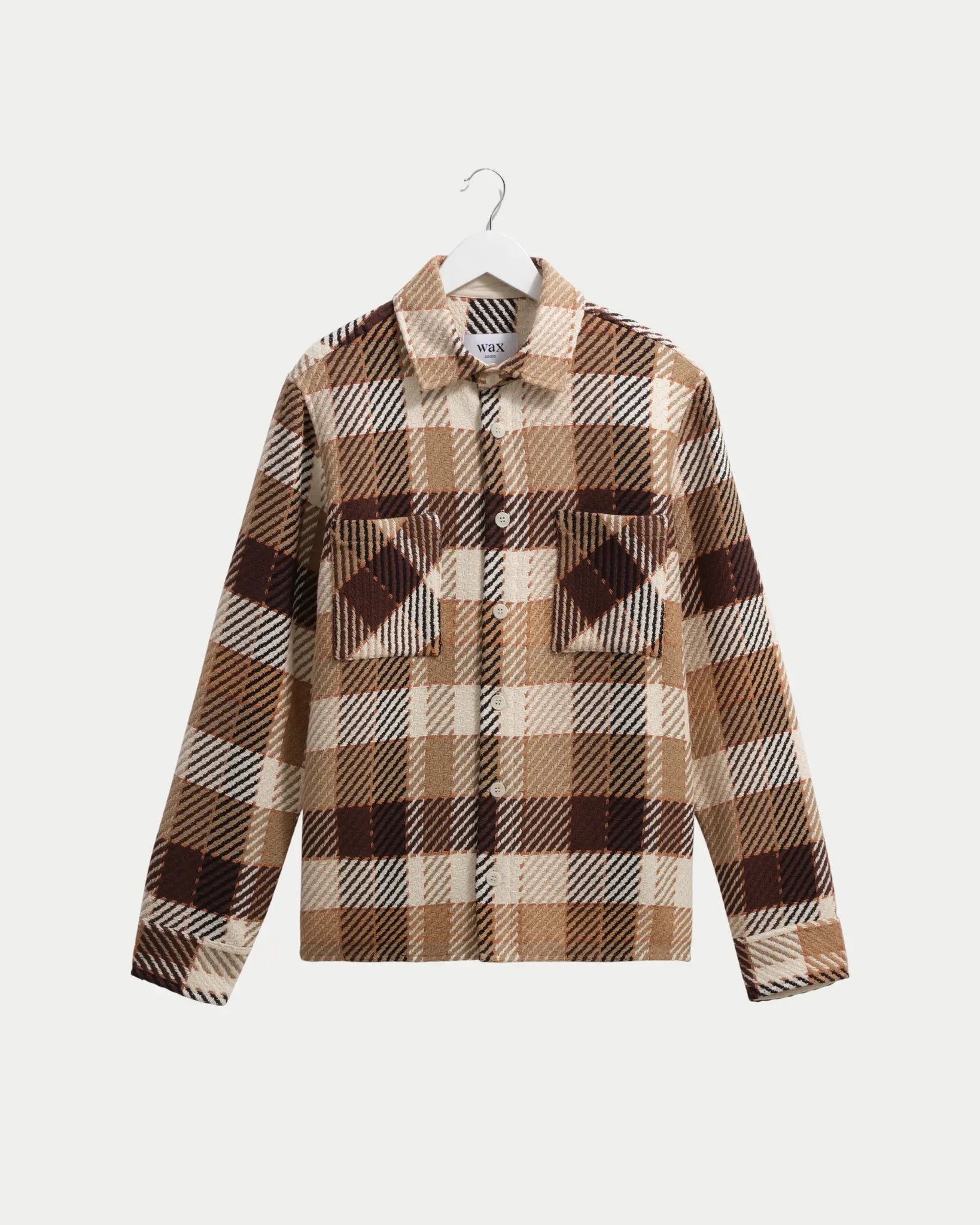 Wax London Whiting Overshirt Pike Check Natural Brown